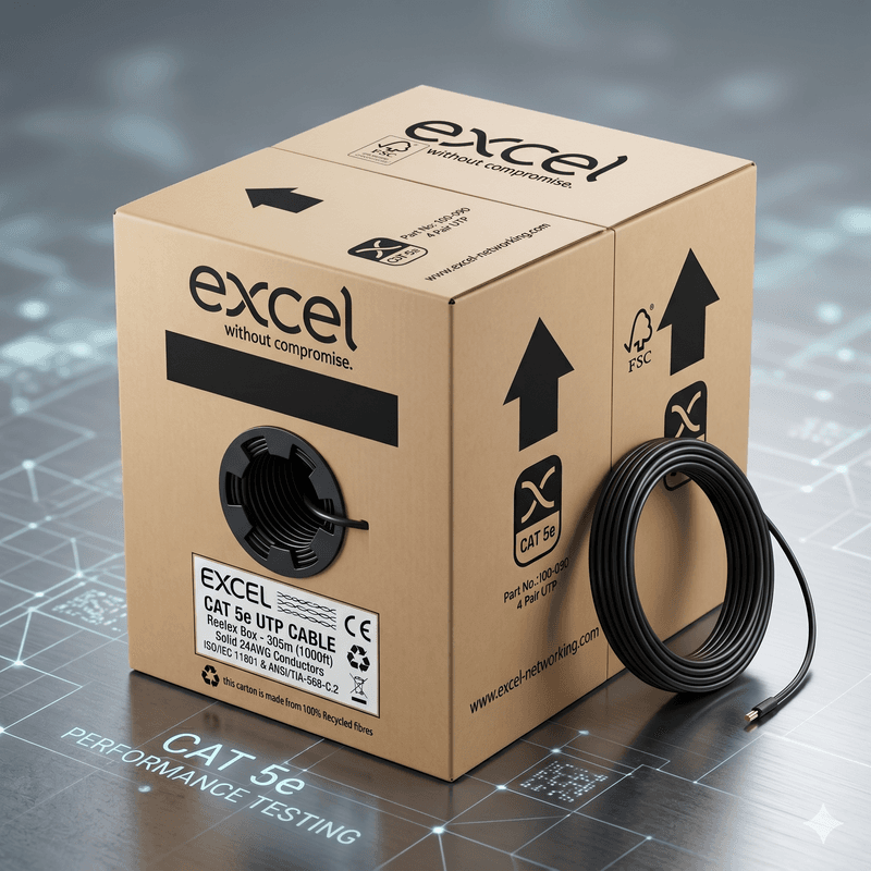 Box Of 305m Excel External Copper Cat5e Network Cable U/UTP Outdoor Euroclass Fca 305m Black - Image 1