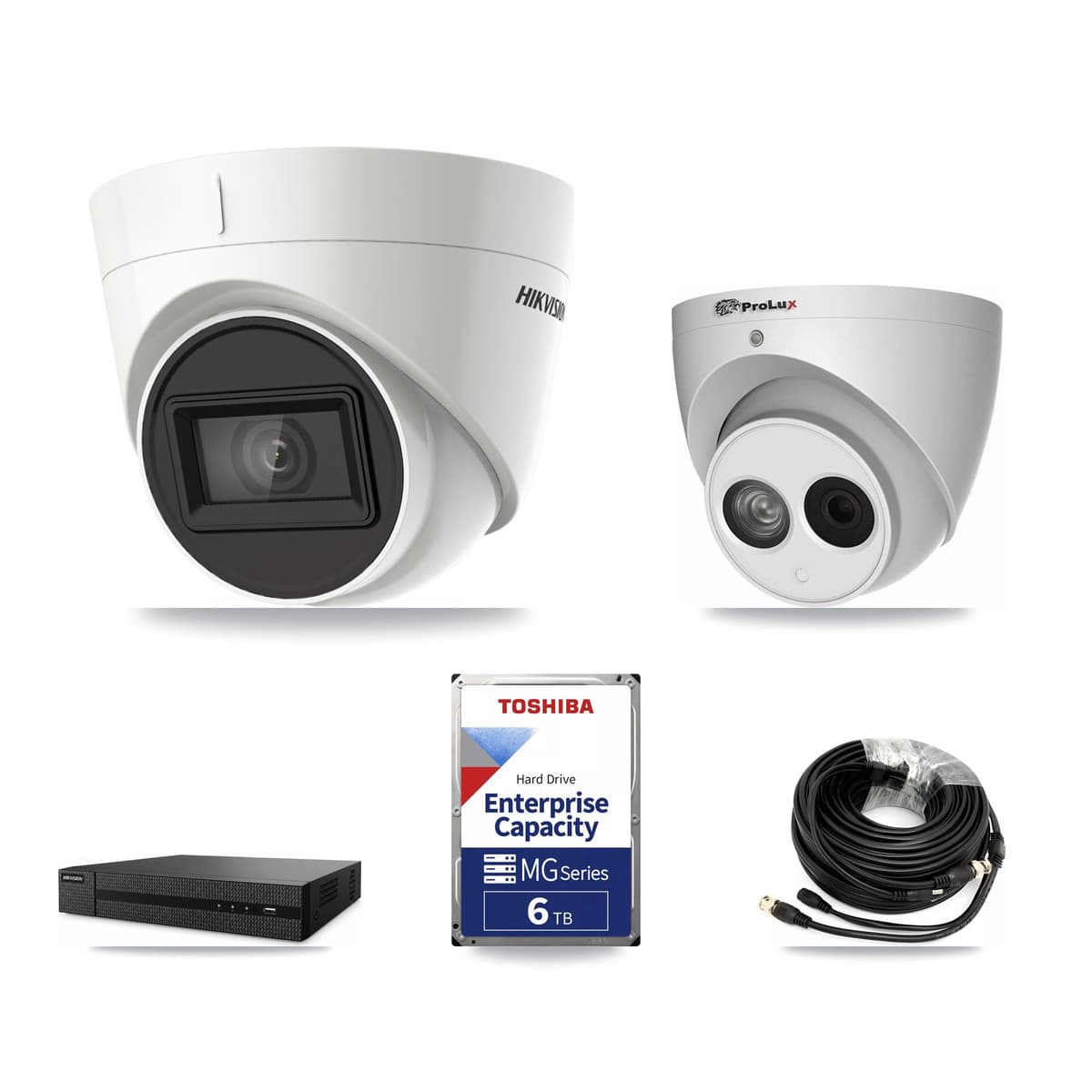 Hikvision & Prolux 8-Channel 4MP – 4K CCTV Kit — 7 DS-2CE78U1T 4K + 1 PXC-612C4W-A 4MP Turret Cameras + 6TB Recording