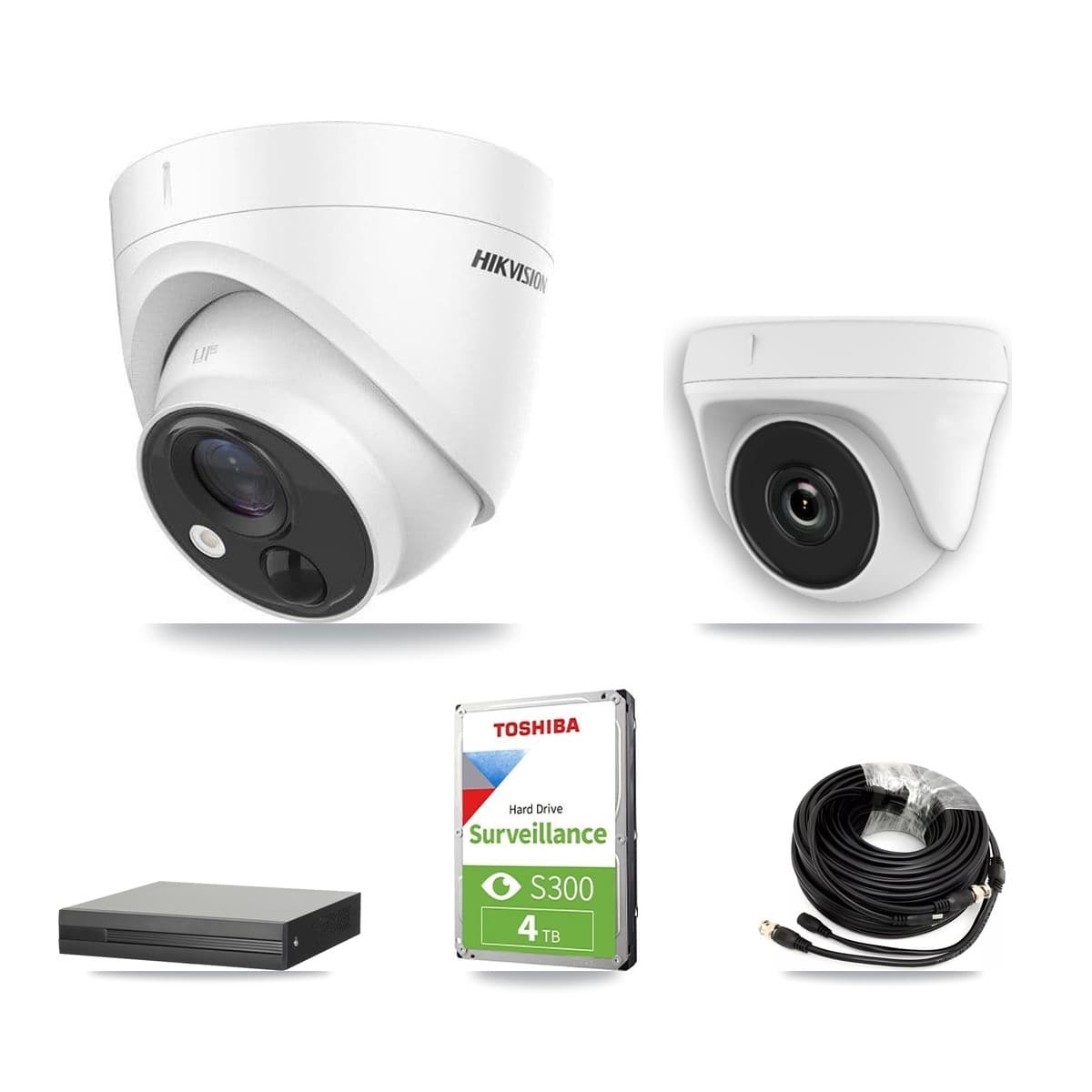 Hikvision 8-Channel 2MP – 5MP CCTV Kit — 4 5MP Turret + 4 White 2MP Dome Cameras + 4TB Recording