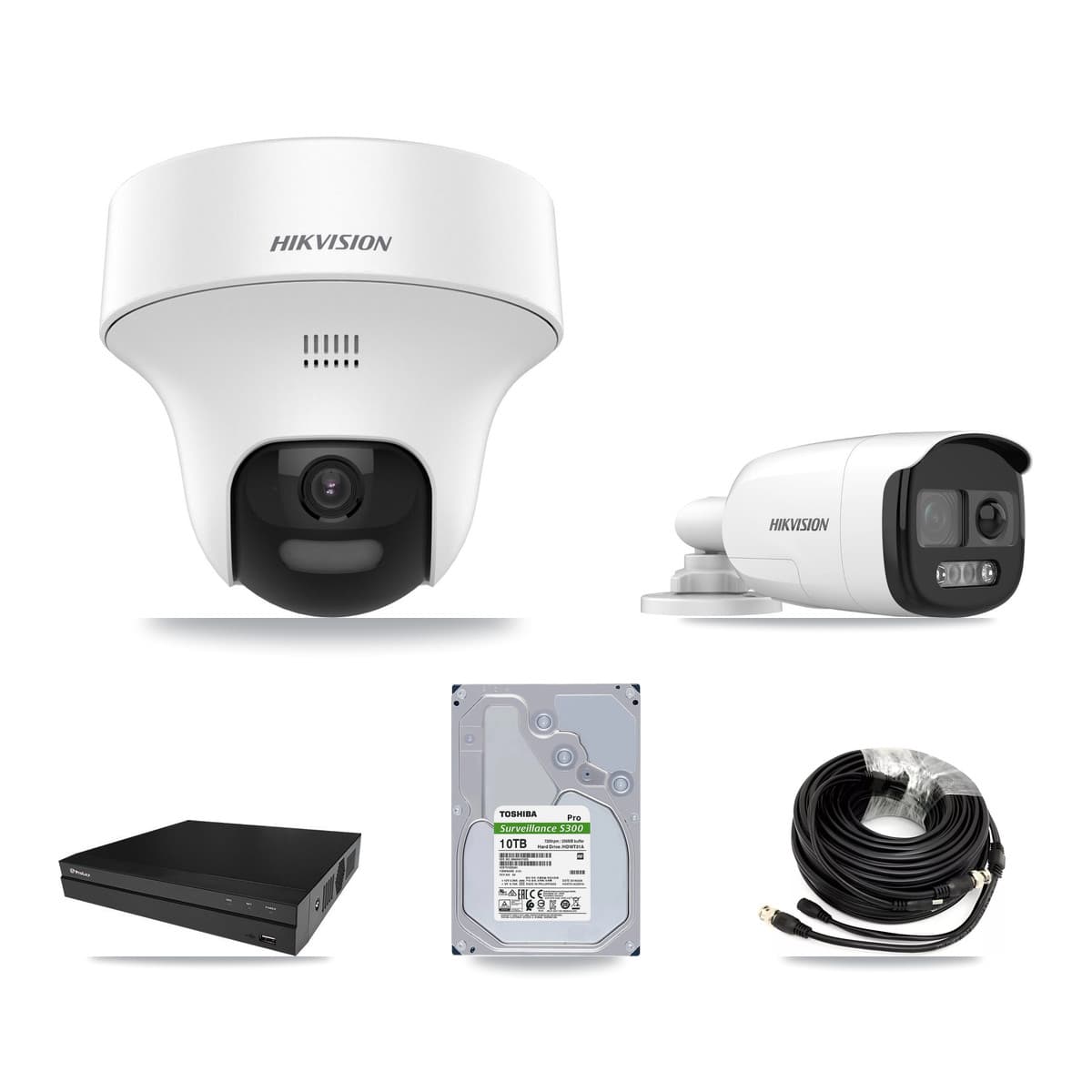 Hikvision & Prolux 8-Channel 5MP CCTV Kit — 1 DS-2CE12KF3T Bullet + 7 DS-2CE70K0T Turret Cameras + 10TB Recording - Image 1