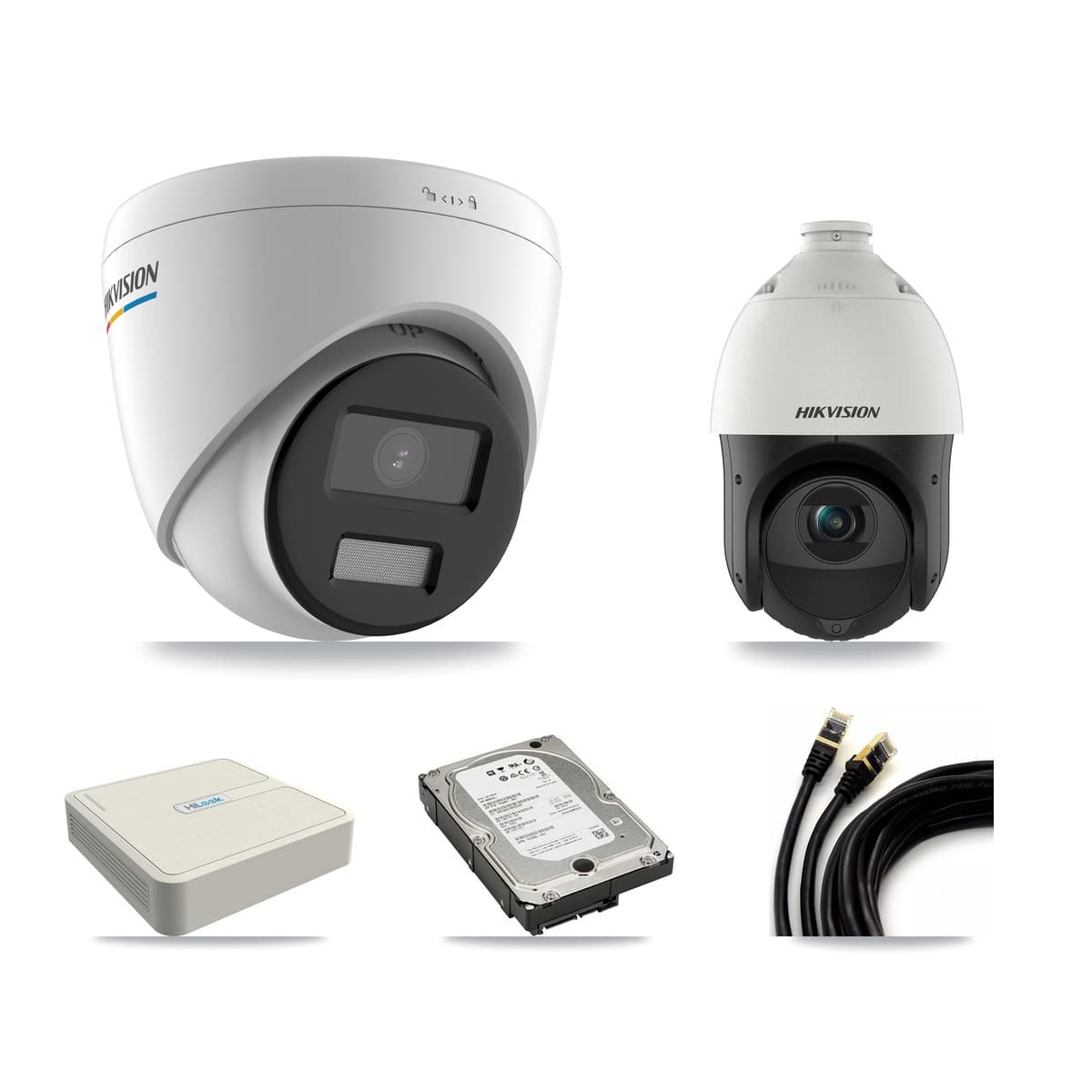 Hikvision & HiLook 8-Channel 2MP – 4MP CCTV Kit — 5 2MP Turret + 1 4MP PTZ Cameras + 5TB Recording (NVR-108H-D Recorder) - Image 1