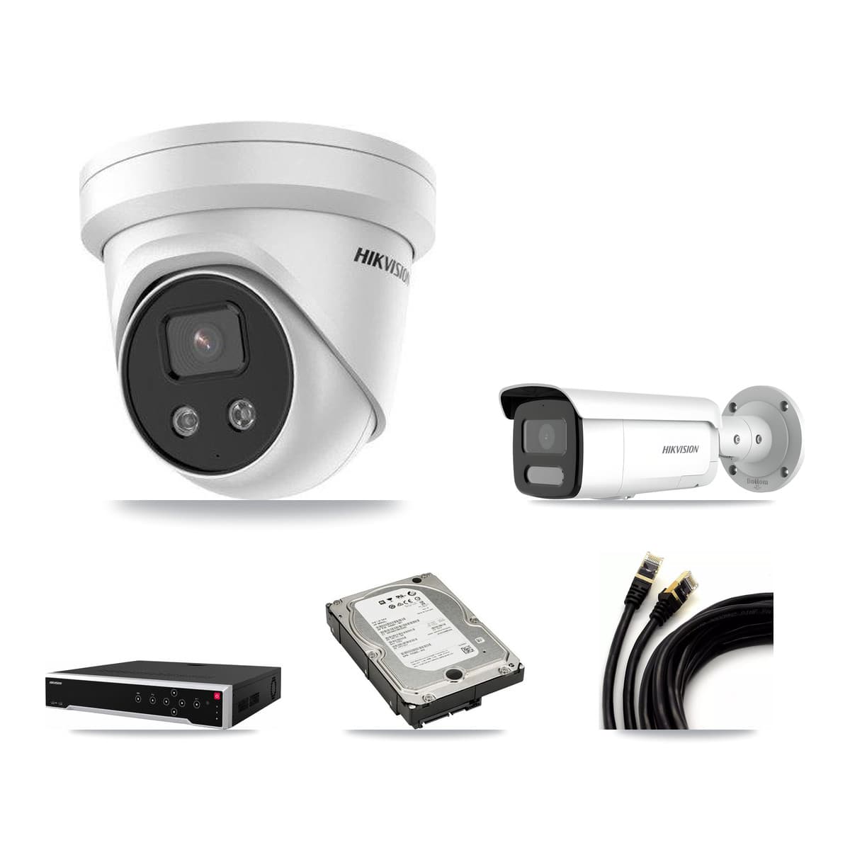 Hikvision 32-Channel 4MP – 5MP CCTV Kit — 1 4MP Bullet + 3 5MP Turret Cameras + 5TB Recording - Image 1