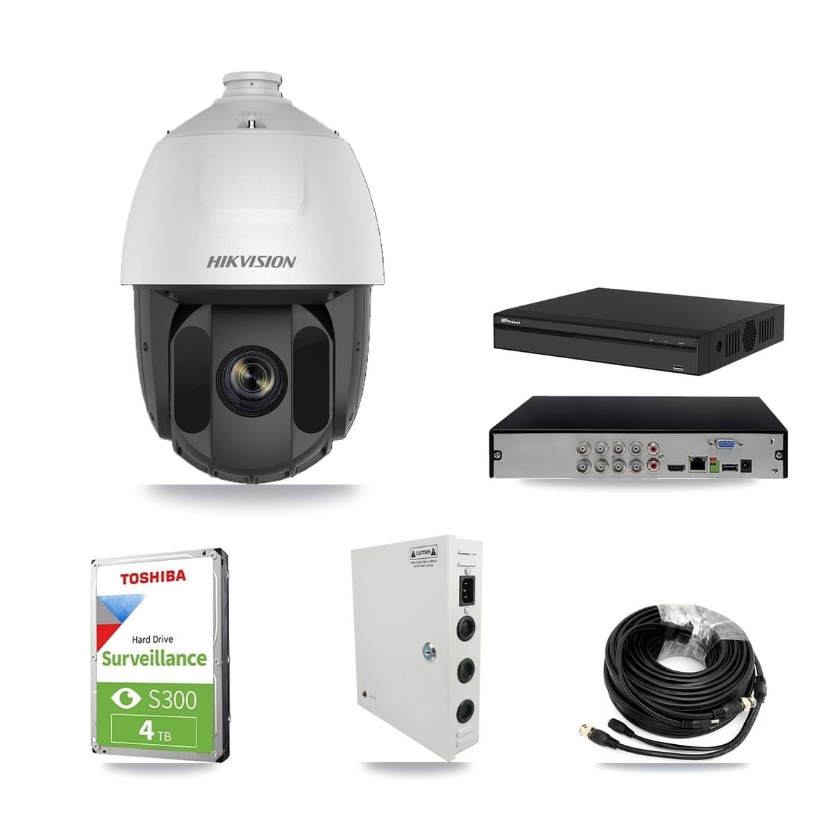 Hikvision & Prolux 8-Channel 2MP CCTV Kit — 6 DS-2AE5225TI PTZ Cameras + 4TB Recording (PXD-5108HS Recorder) - Image 1