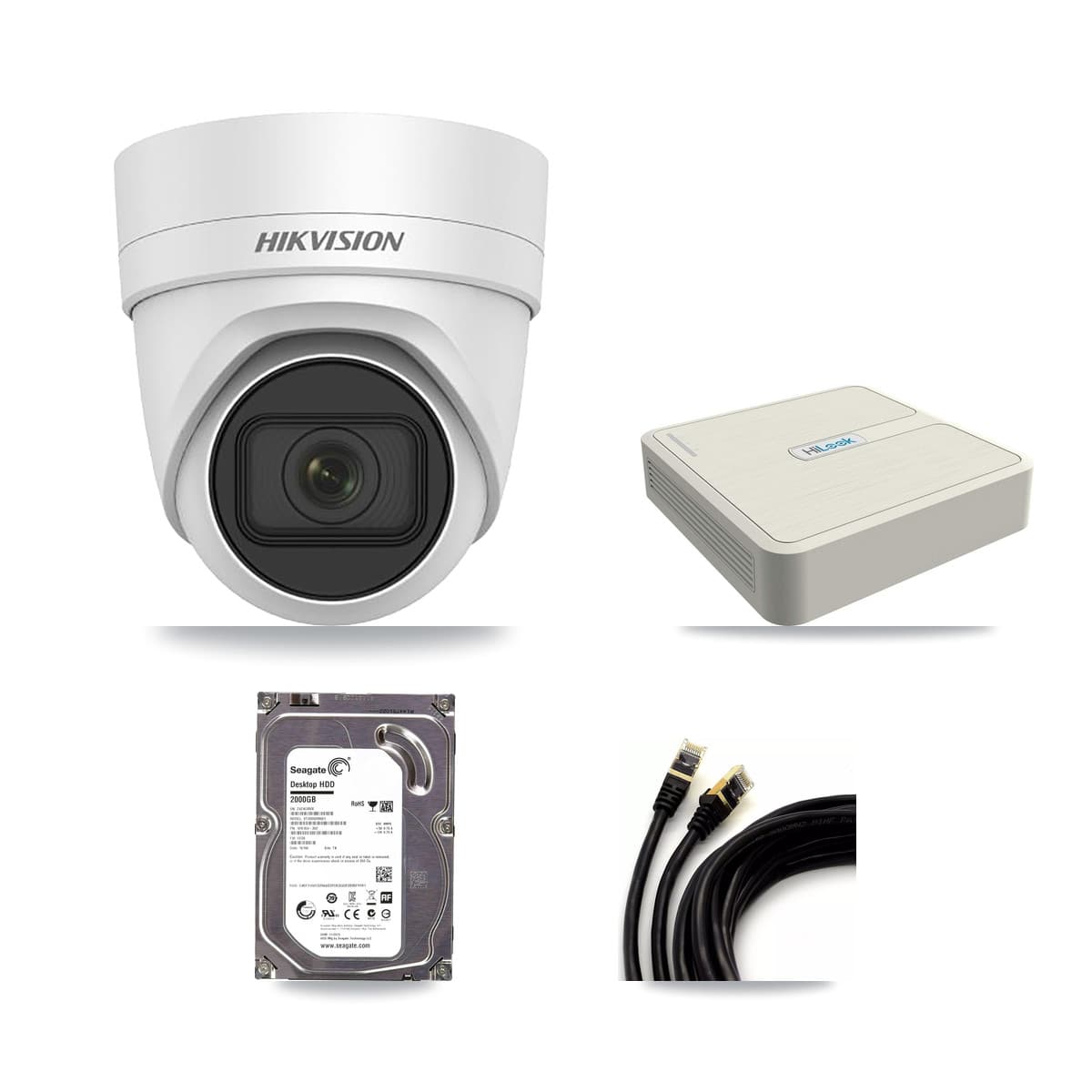 Hikvision & HiLook 8-Channel 4MP CCTV Kit — 1 DS-2CD2H45FWD Turret Camera + 2TB Recording (NVR-108H-D Recorder)