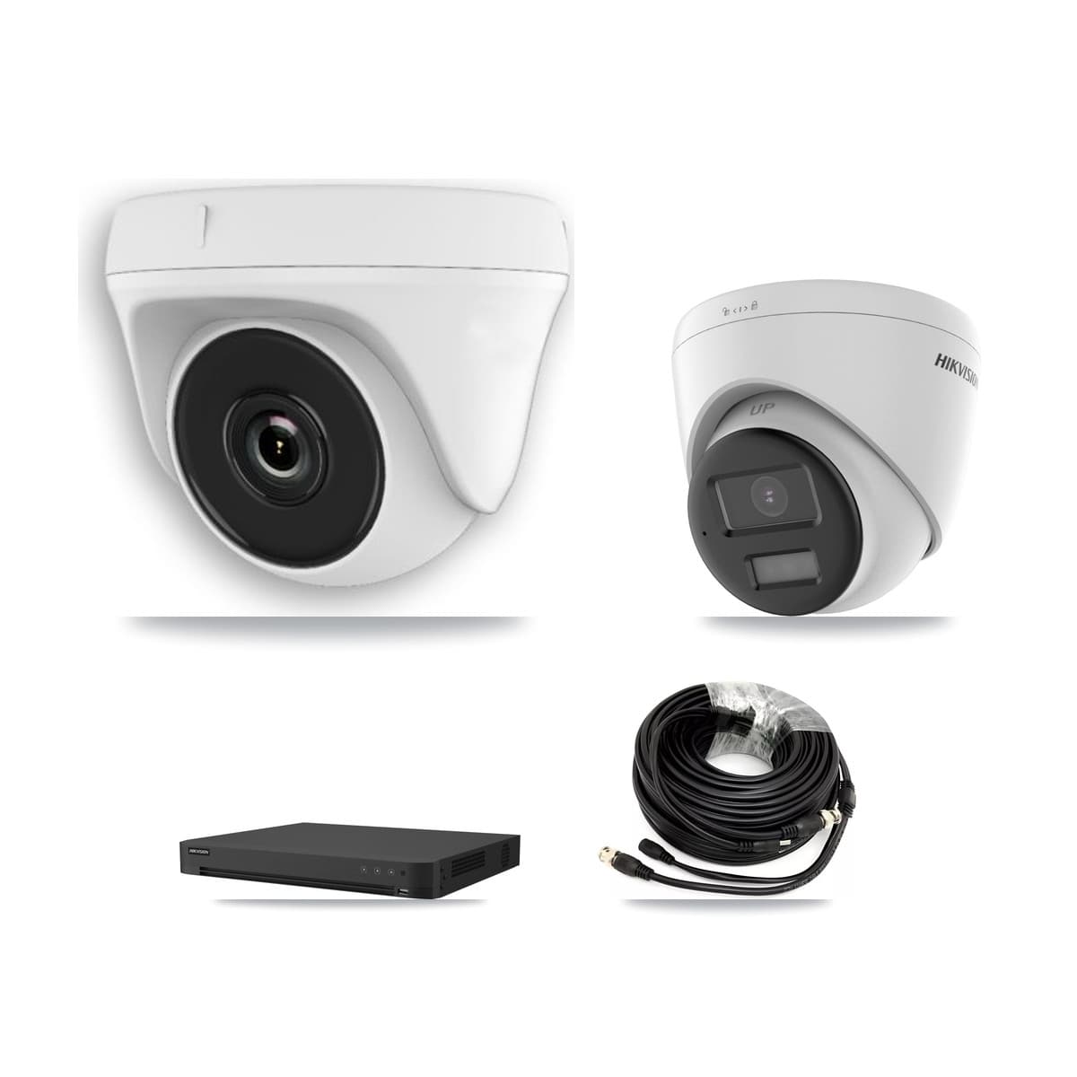Hikvision 16-Channel 2MP – 4K CCTV Kit — 2 DS-2CE78U0T 4K Turret + 5 White HDT-2MP-N20W 2MP Dome Cameras + 8TB Recording - Image 1