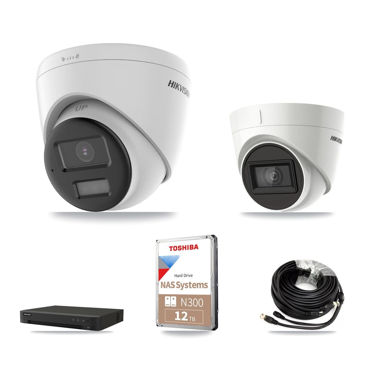 Hikvision 8-Channel 4K CCTV Kit — 3 DS-2CE78U0T + 3 DS-2CE78U1T Turret Cameras + 12TB Recording