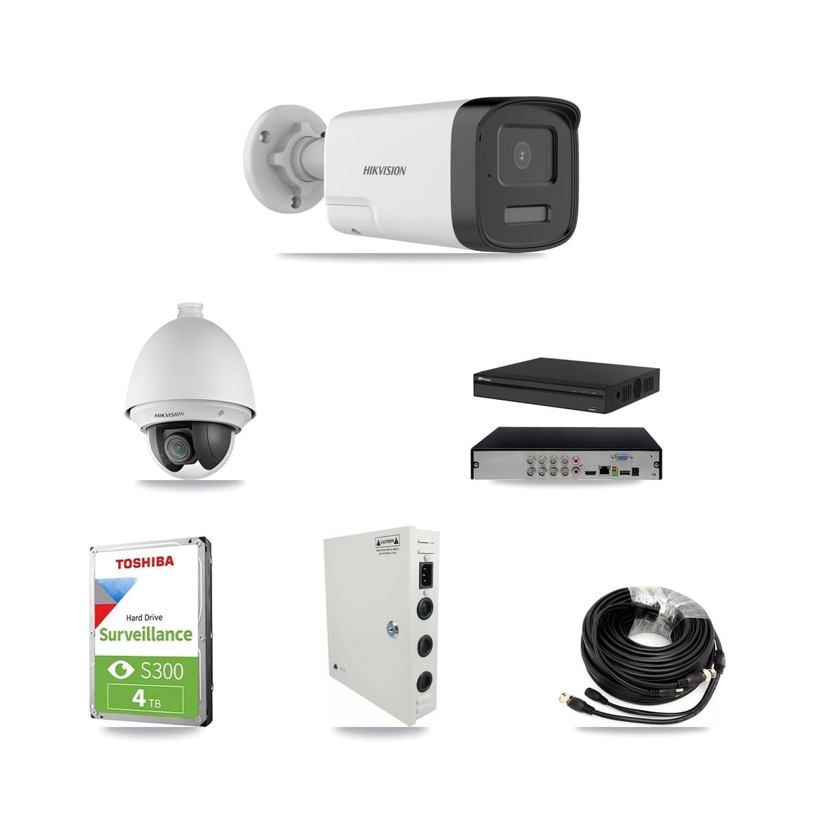 Hikvision & Prolux 8-Channel 2MP – 5MP CCTV Kit — 1 DS-2AE4225T 2MP PTZ + 2 DS-2CE17K0T 5MP Bullet Cameras + 4TB Recording (PXD-5108HS Recorder) - Image 1