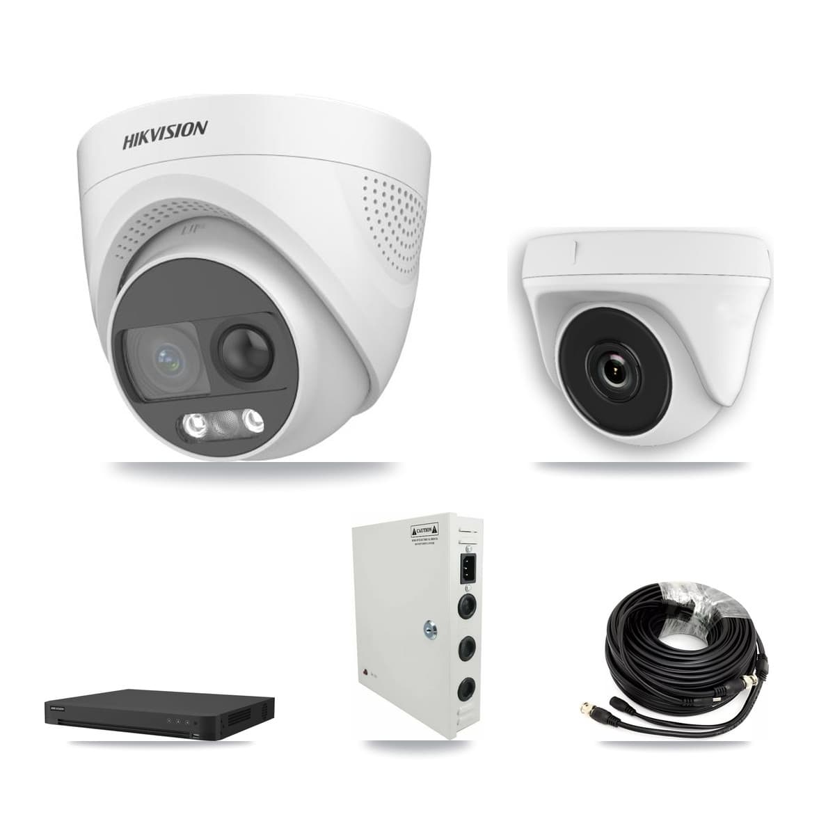 Hikvision 32-Channel 2MP – 5MP CCTV Kit — 8 DS-2CE72KF3T 5MP Turret + 8 White HDT-2MP-N20W 2MP Dome Cameras + 2× 8TB Recording (IDS-7232HQHI Recorder)