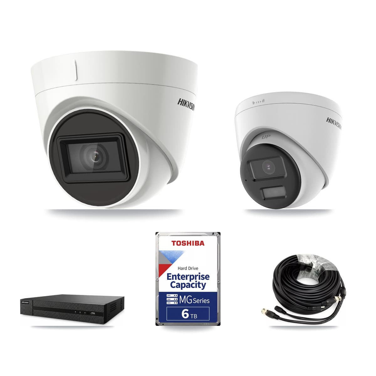 Hikvision 8-Channel 4K CCTV Kit — 1 DS-2CE78U0T + 6 DS-2CE78U1T Turret Cameras + 6TB Recording