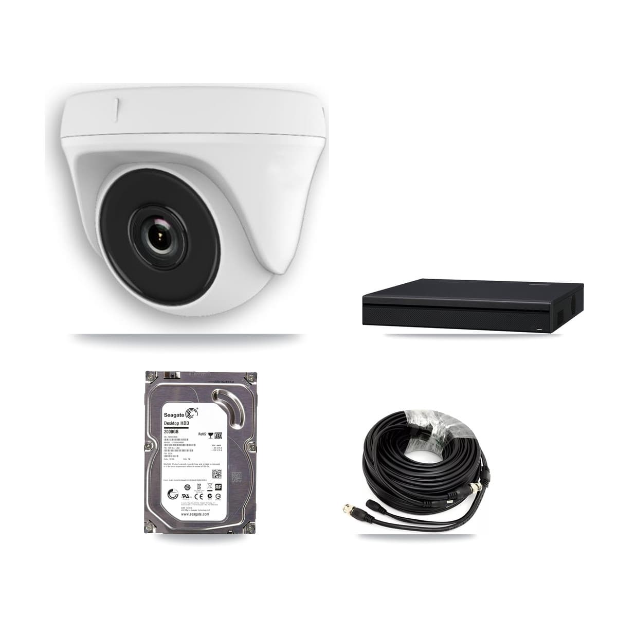 8-Channel 2MP CCTV Kit — 3 White Dome Cameras + 2TB Recording (XVR-3108AD Recorder)