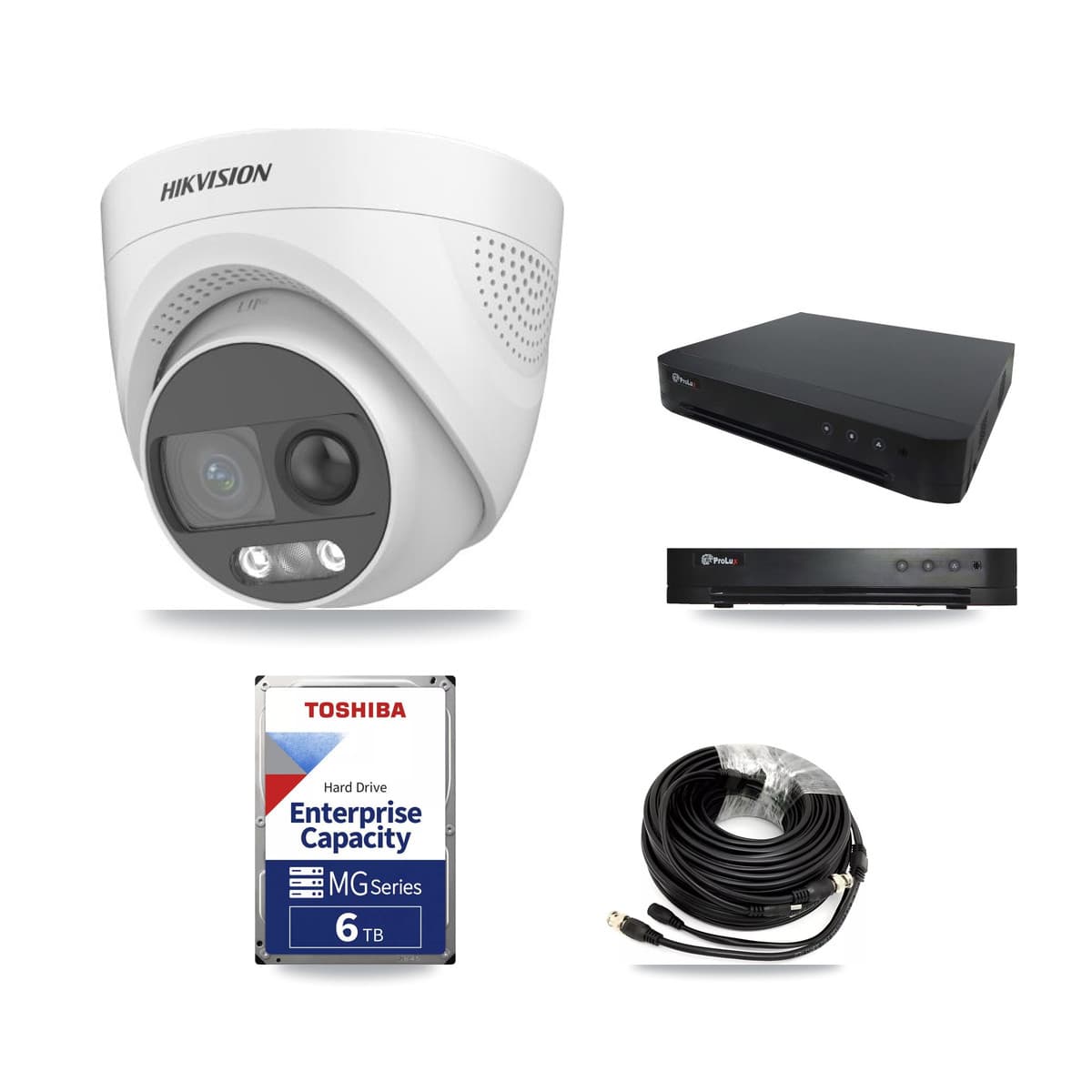 Hikvision & Prolux 16-Channel 5MP CCTV Kit — 5 DS-2CE72KF3T Turret Cameras + 6TB Recording - Image 1