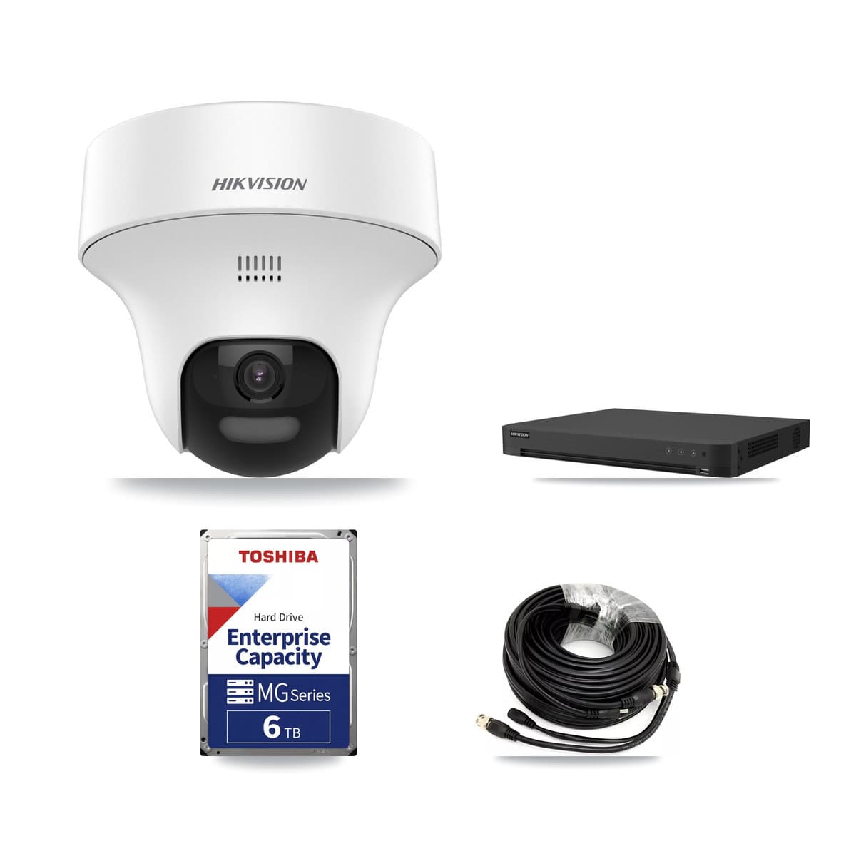 Hikvision 32-Channel 5MP CCTV Kit — 4 DS-2CE70K0T Turret Cameras + 6TB Recording (IDS-7232HQHI Recorder) - Image 1