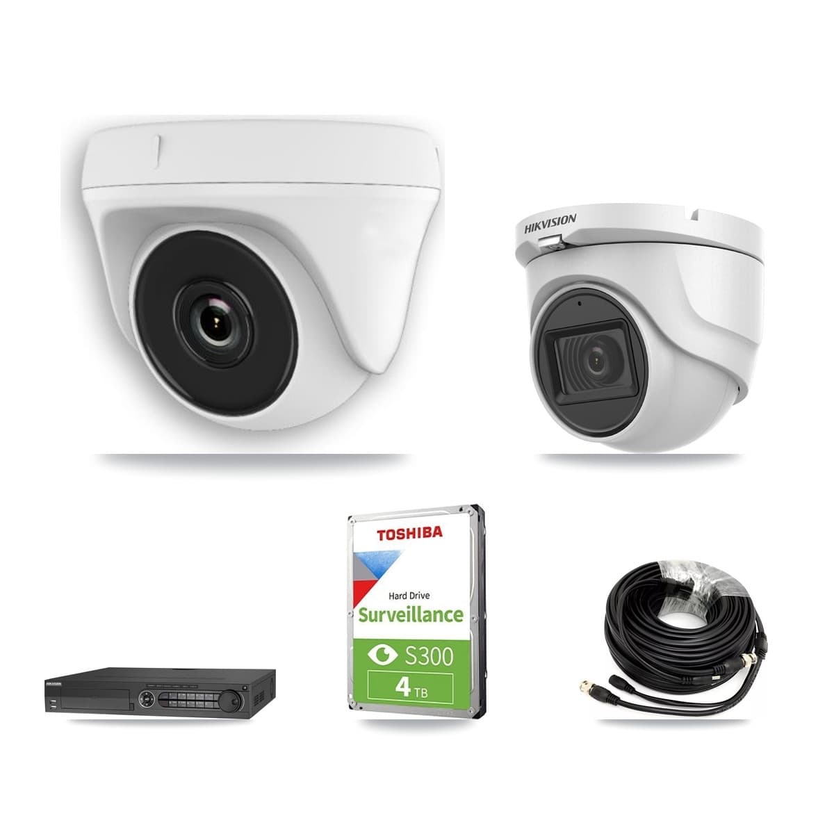 Hikvision 32-Channel 2MP – 5MP CCTV Kit — 1 5MP Turret + 3 White 2MP Dome Cameras + 4TB Recording (DS-7332HQHI Recorder) - Image 1