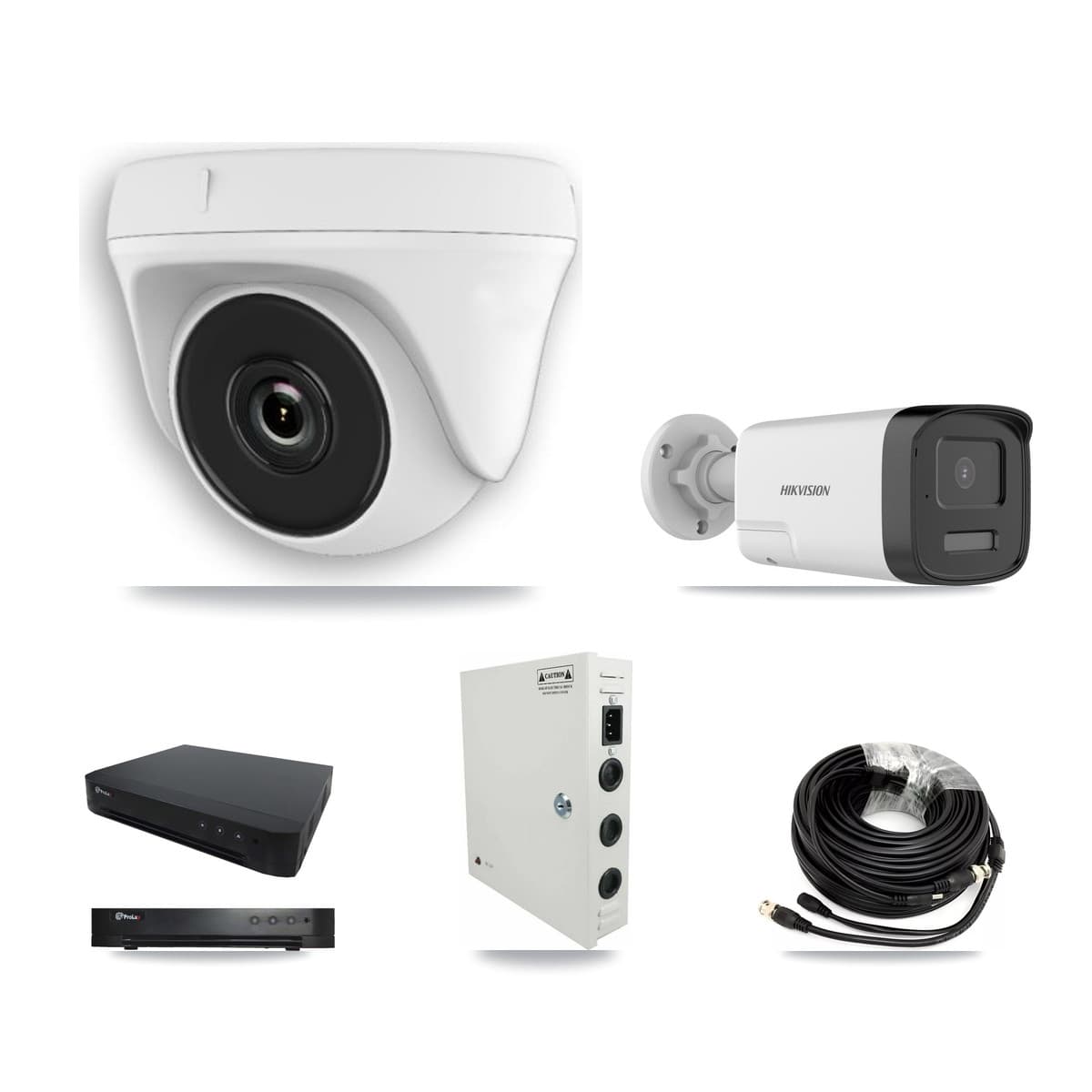 Hikvision & Prolux 16-Channel 2MP – 5MP CCTV Kit — 1 DS-2CE17K0T 5MP Bullet + 10 White HDT-2MP-N20W 2MP Dome Cameras + 8TB Recording - Image 1