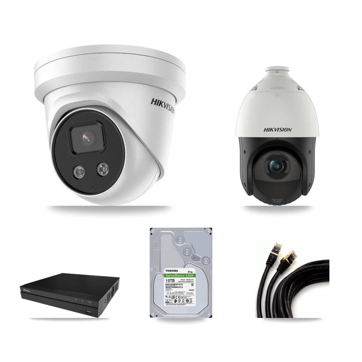 Hikvision & Prolux 16-Channel 4MP – 5MP CCTV Kit — 15 5MP Turret + 1 4MP PTZ Cameras + 2× 10TB Recording - Image 1