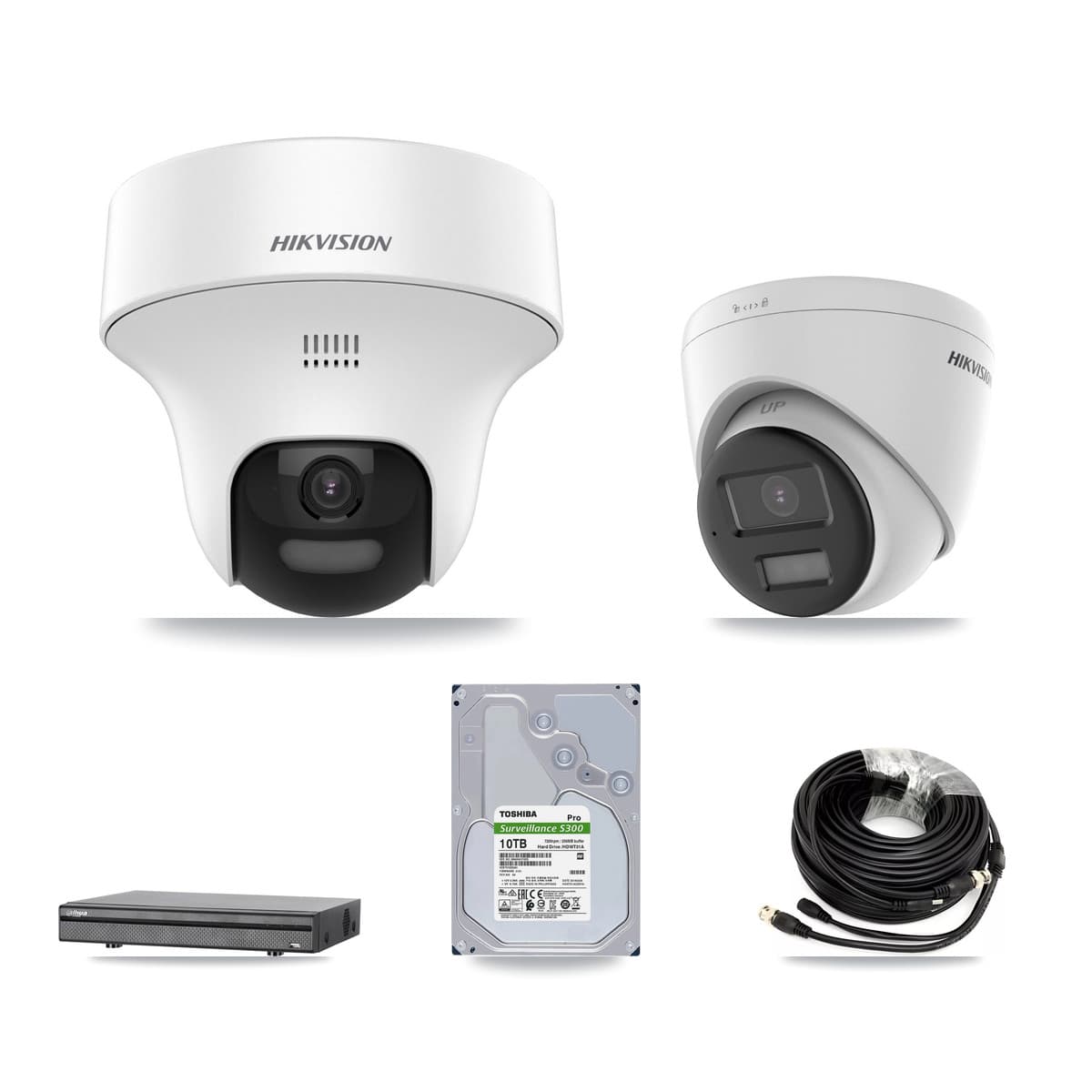 Hikvision & Dahua 8-Channel 5MP – 4K CCTV Kit — 4 DS-2CE70K0T 5MP + 2 DS-2CE78U0T 4K Turret Cameras + 10TB Recording (DH-XVR5108H Recorder)