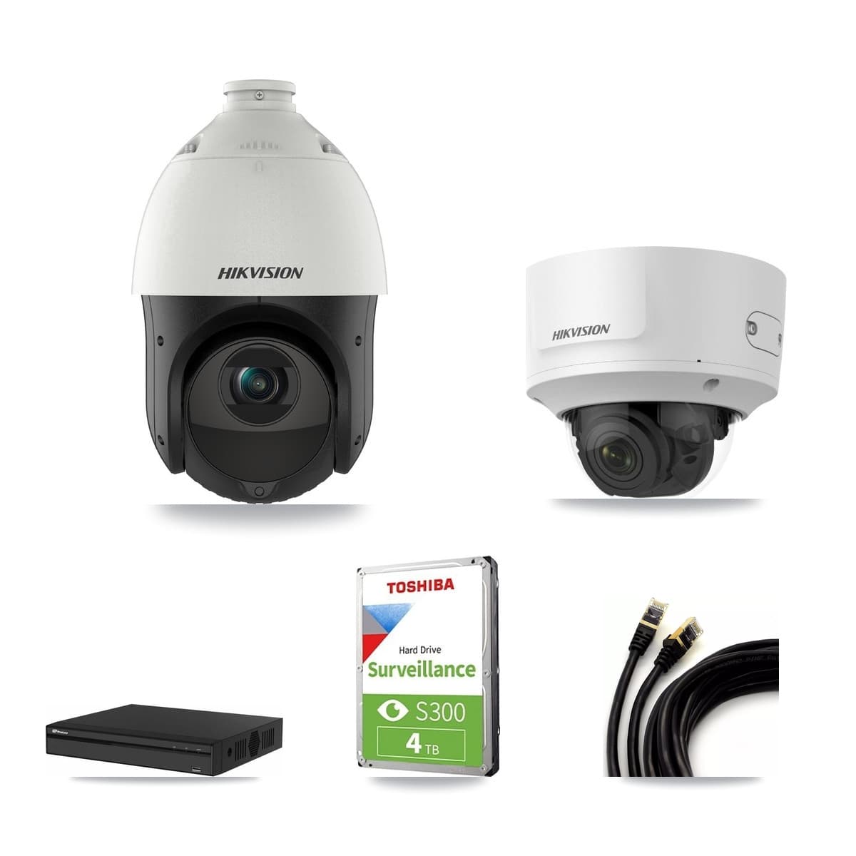 Hikvision & Prolux 4-Channel 2MP – 4MP CCTV Kit — 1 2MP Dome + 2 4MP PTZ Cameras + 4TB Recording - Image 1