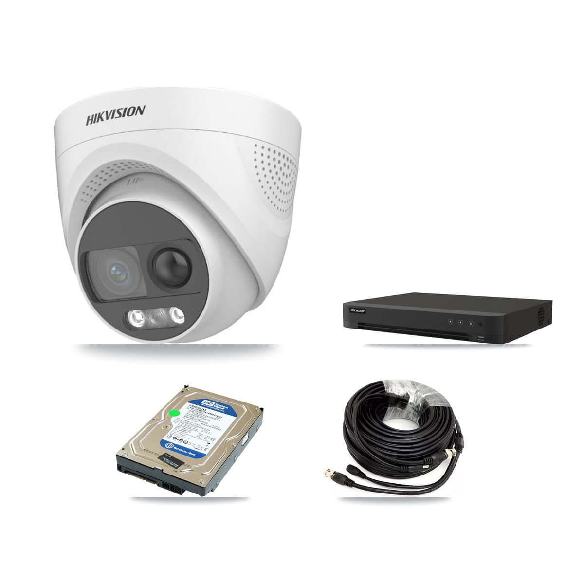 Hikvision 8-Channel 5MP CCTV Kit — 1 DS-2CE72KF3T-PIRXO Turret Camera + 500GB Recording (IDS-7208HUHI-M1/XT Recorder)