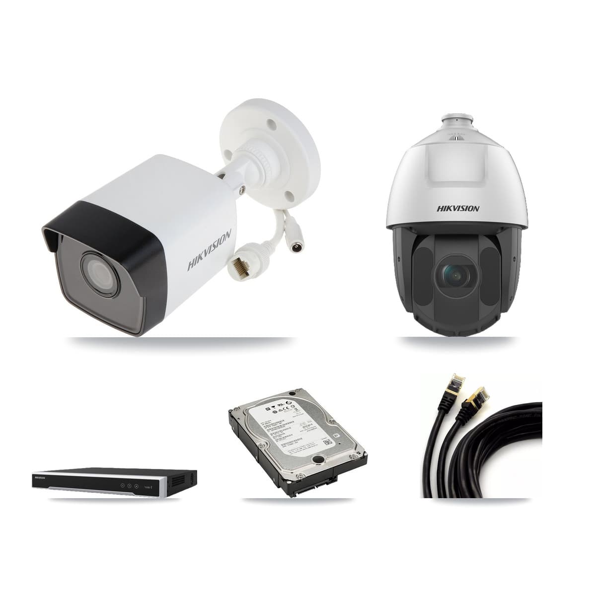 Hikvision 8-Channel 2MP – 5MP CCTV Kit — 3 5MP Bullet + 1 2MP PTZ Cameras + 5TB Recording