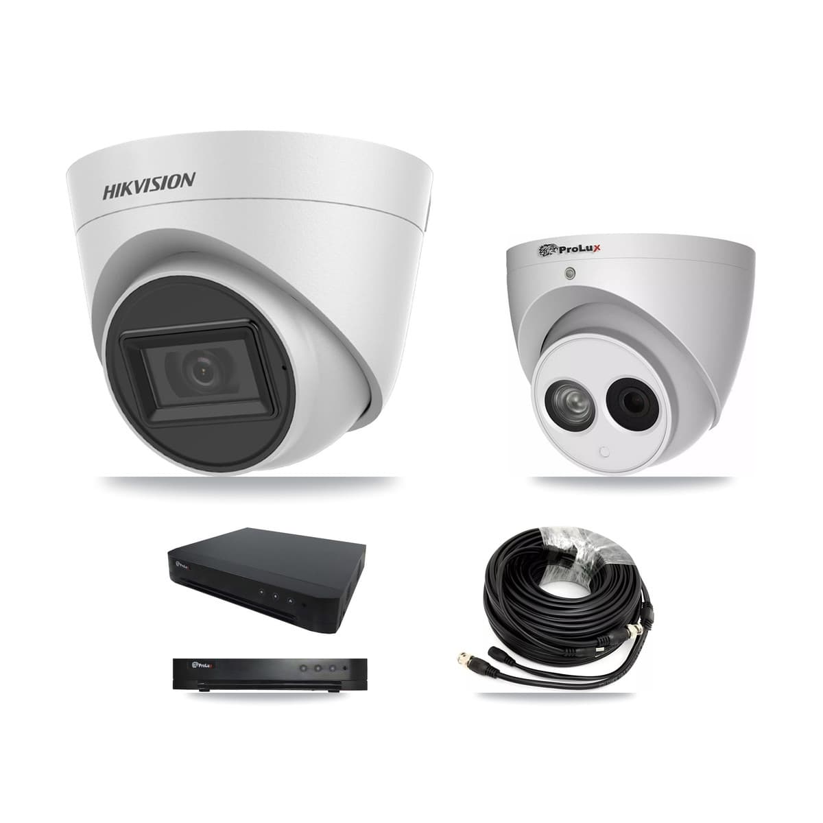 Hikvision & Prolux 16-Channel 4MP – 5MP CCTV Kit — 5 White 5MP + 1 4MP Turret Cameras + 8TB Recording (PXD-8216 Recorder) - Image 1