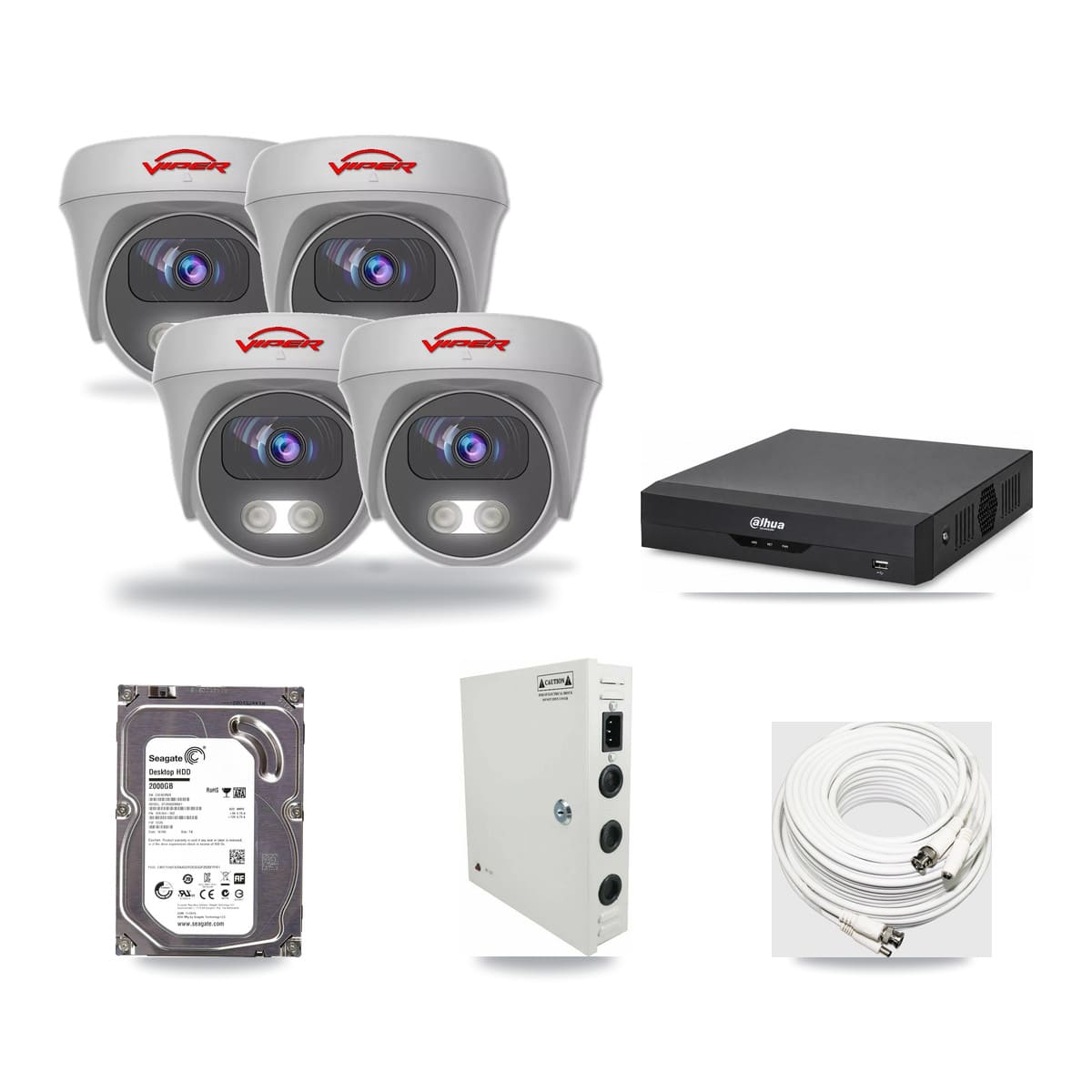 Dahua 4-channel CCTV kit: 4 cameras (4× 5MP Camera), 2TB hard drive