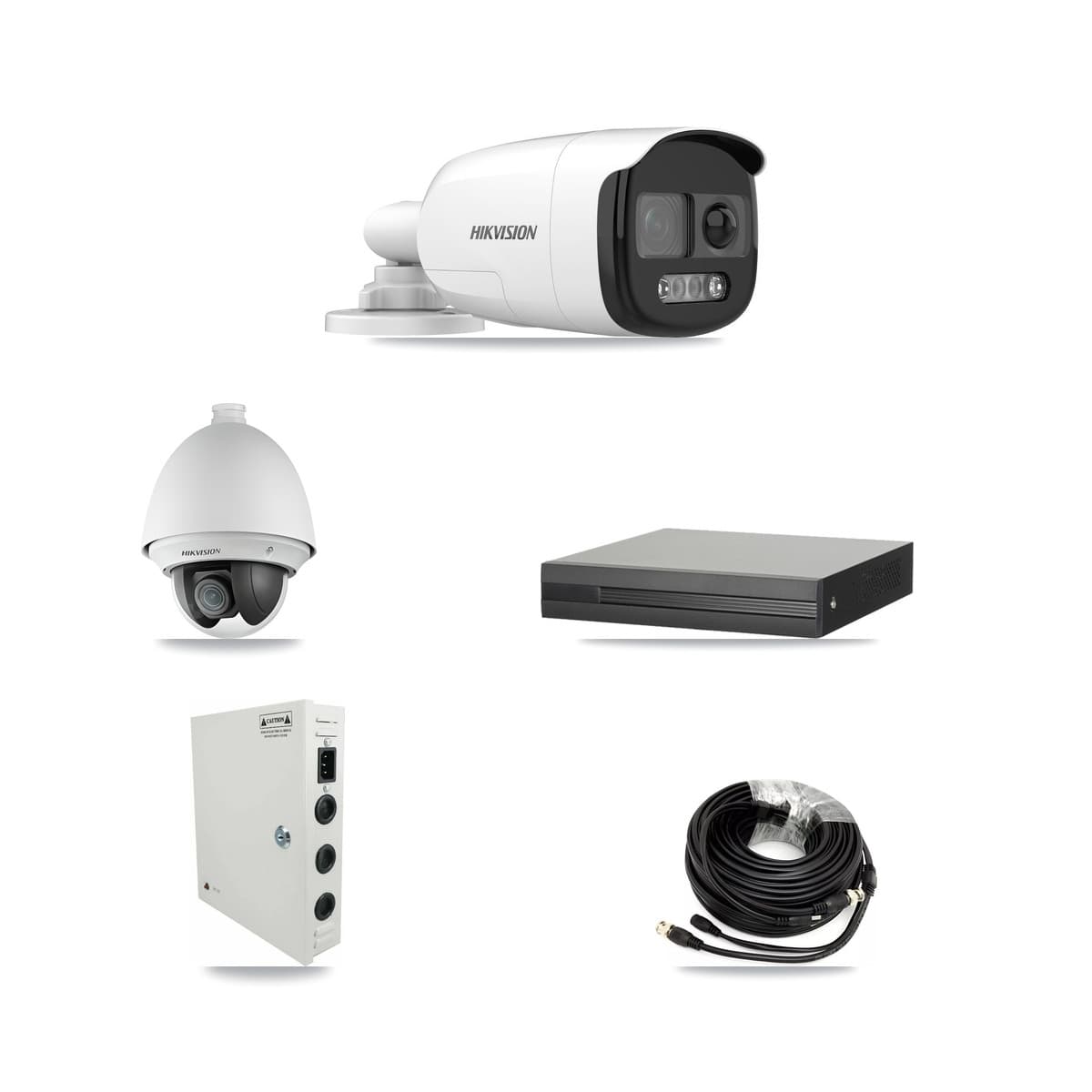 Hikvision 8-Channel 2MP – 5MP CCTV Kit — 1 DS-2AE4225T 2MP PTZ + 5 DS-2CE12KF3T 5MP Bullet Cameras + 8TB Recording (XVR-3108HS Recorder)