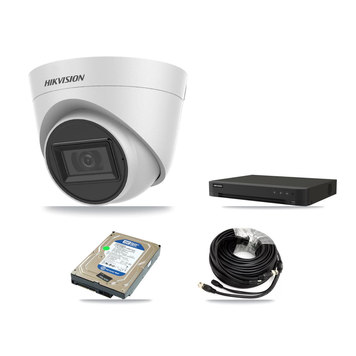 Hikvision 16-Channel 5MP CCTV Kit — 1 White Turret Camera + 500GB Recording (IDS-7216HQHI Recorder) - Image 1