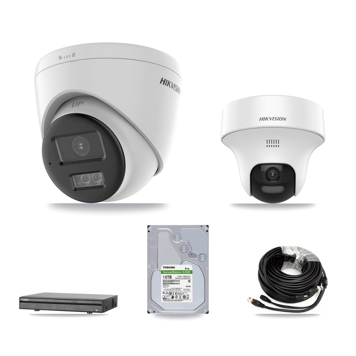 Hikvision & Dahua 8-Channel 5MP CCTV Kit — 1 DS-2CE70K0T + 6 DS-2CE78K0T Turret Cameras + 10TB Recording (DH-XVR5108H Recorder) - Image 1