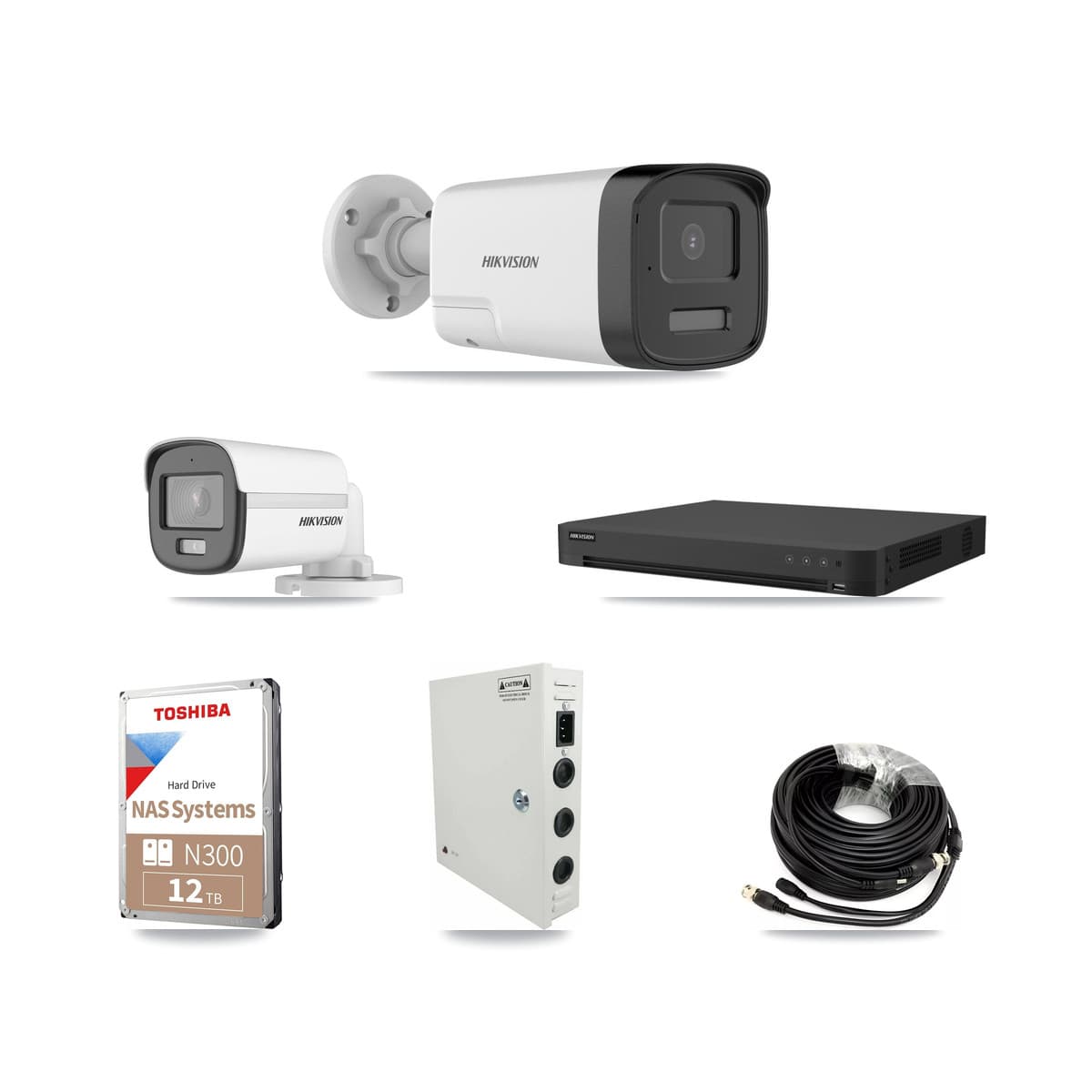Hikvision 32-Channel 5MP CCTV Kit — 1 DS-2CE12KF0T + 31 DS-2CE17K0T Bullet Cameras + 2× 12TB Recording