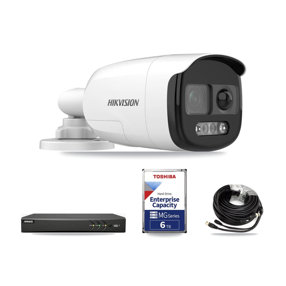 Hikvision & ANNKE 4-Channel 5MP CCTV Kit — 2 DS-2CE12KF3T Bullet Cameras + 6TB Recording