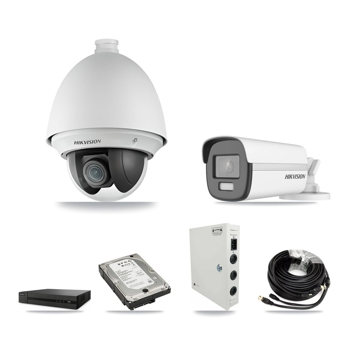 Hikvision 8-Channel 2MP – 4K CCTV Kit — 4 2MP PTZ + 1 4K Bullet Cameras + 5TB Recording (DVR-8CH Recorder) - Image 1