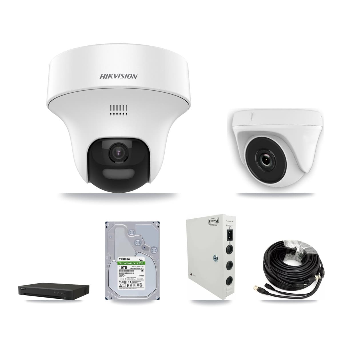 Hikvision 16-Channel 2MP – 5MP CCTV Kit — 6 DS-2CE70K0T 5MP Turret + 3 White HDT-2MP-N20W 2MP Dome Cameras + 10TB Recording (IDS-7216HQHI Recorder) - Image 1