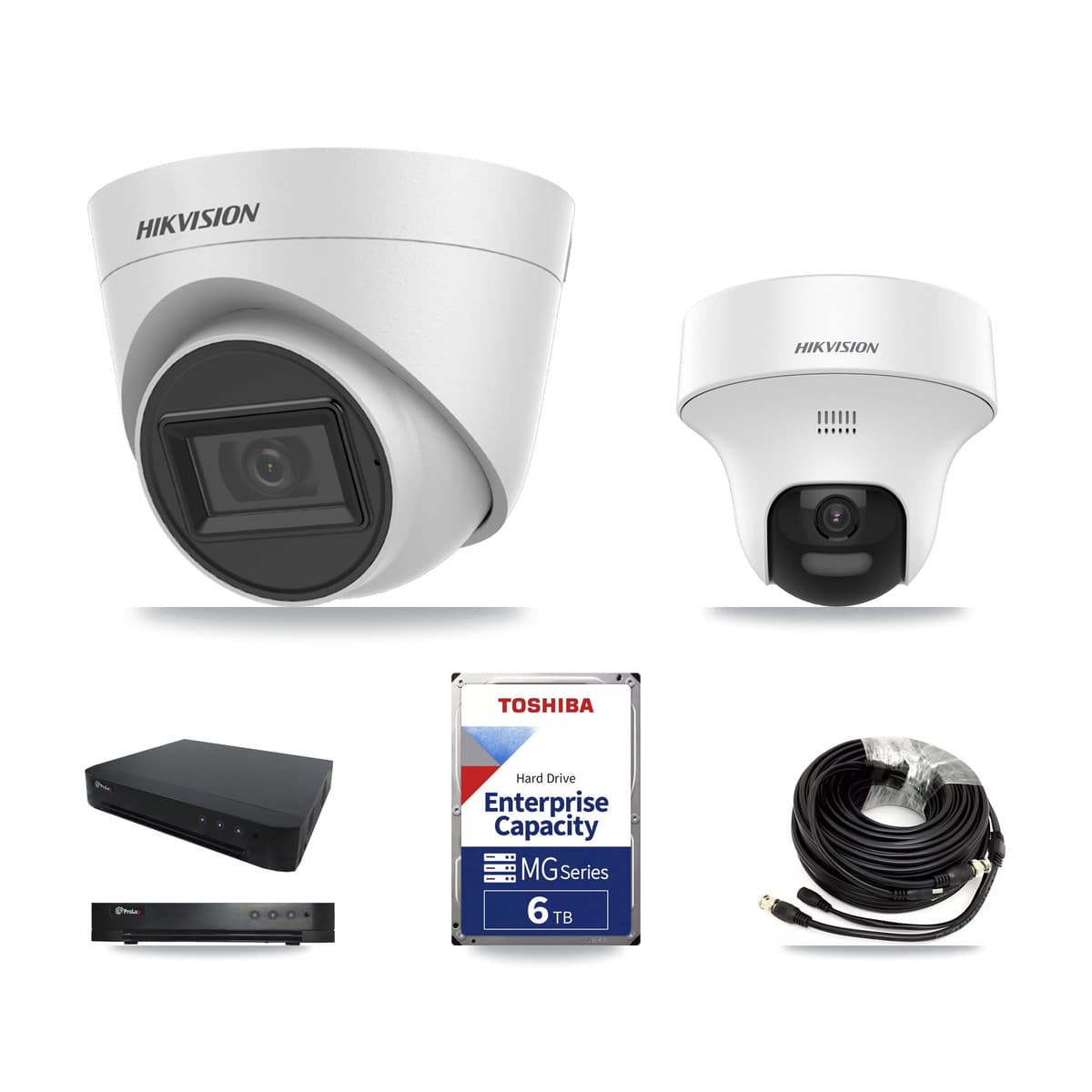 Hikvision & Prolux 16-Channel 5MP CCTV Kit — 1 DS-2CE70K0T + 4 DS-2CE78H0T Turret Cameras + 6TB Recording - Image 1