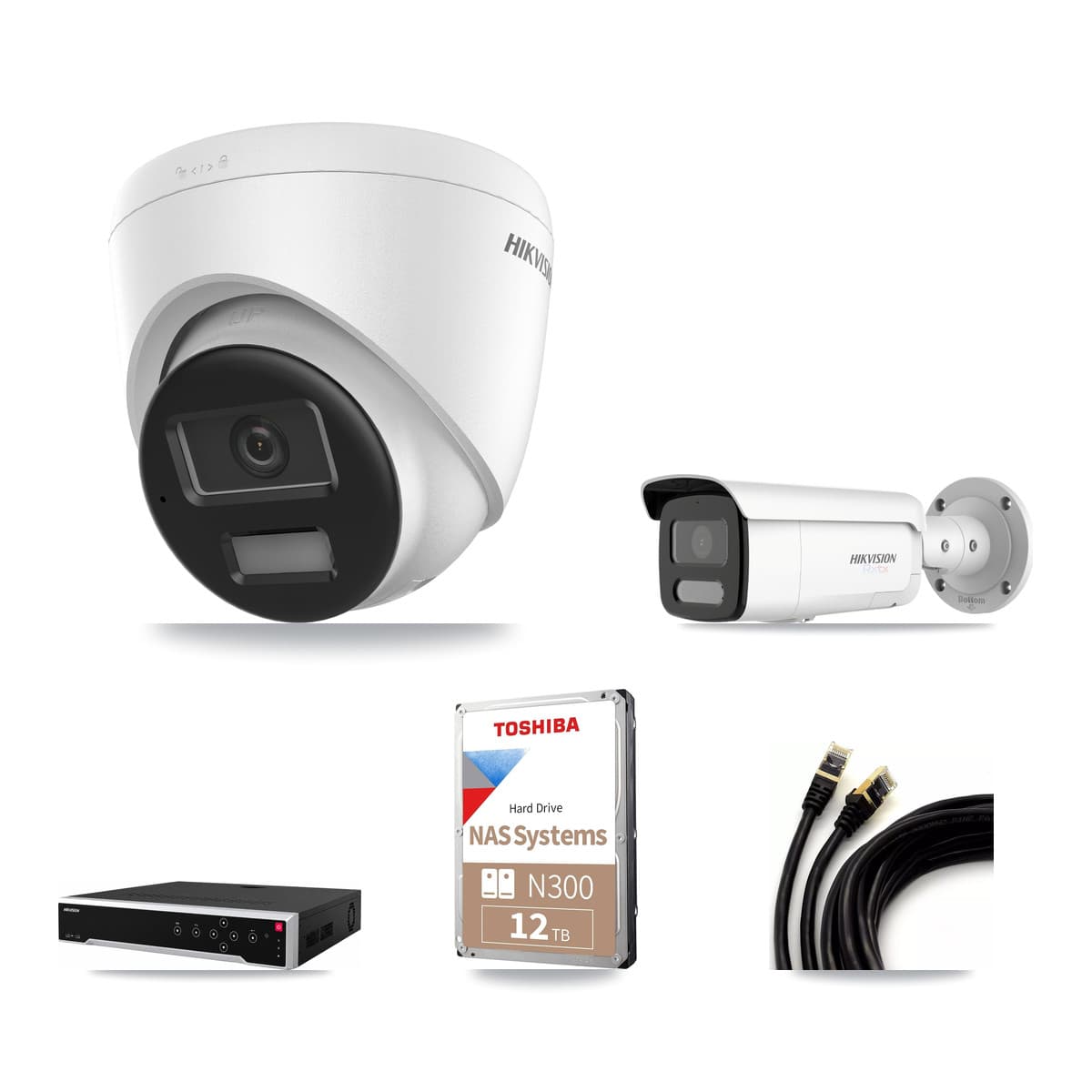 Hikvision 32-Channel 4K CCTV Kit — 7 Turret + 7 Bullet Cameras + 3× 12TB Recording - Image 1