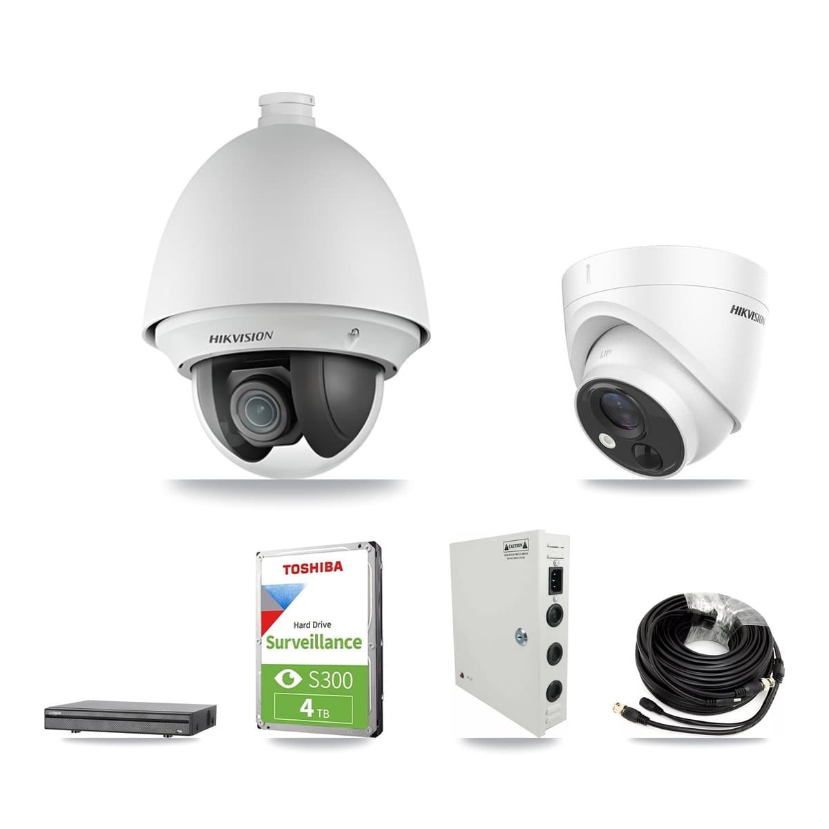 Hikvision & Dahua 8-Channel 2MP – 5MP CCTV Kit — 4 DS-2AE4225T 2MP PTZ + 1 DS-2CE71H0T 5MP Turret Cameras + 4TB Recording - Image 1