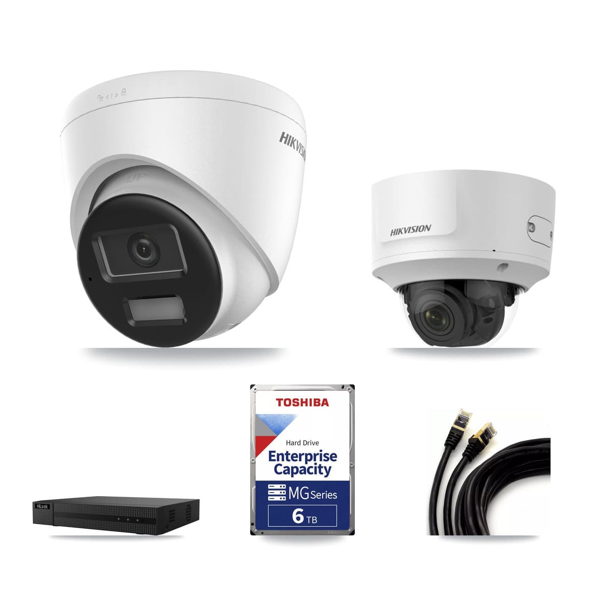 Hikvision & HiLook 8-Channel 2MP – 4K CCTV Kit — 4 4K Turret + 1 2MP Dome Cameras + 6TB Recording - Image 1