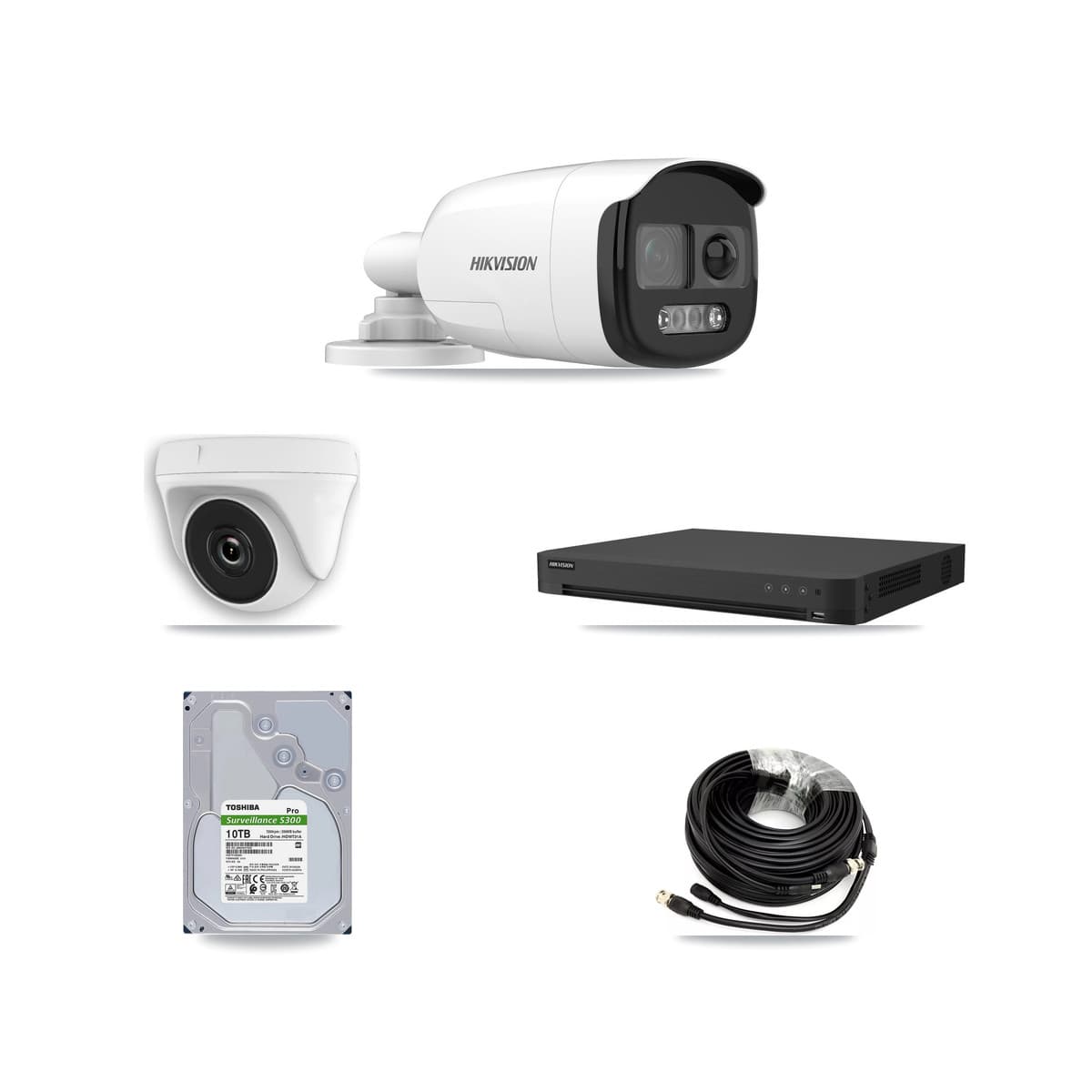 Hikvision 16-Channel 2MP – 5MP CCTV Kit — 7 5MP Bullet + 1 White 2MP Dome Cameras + 10TB Recording (IDS-7216HUHI Recorder) - Image 1