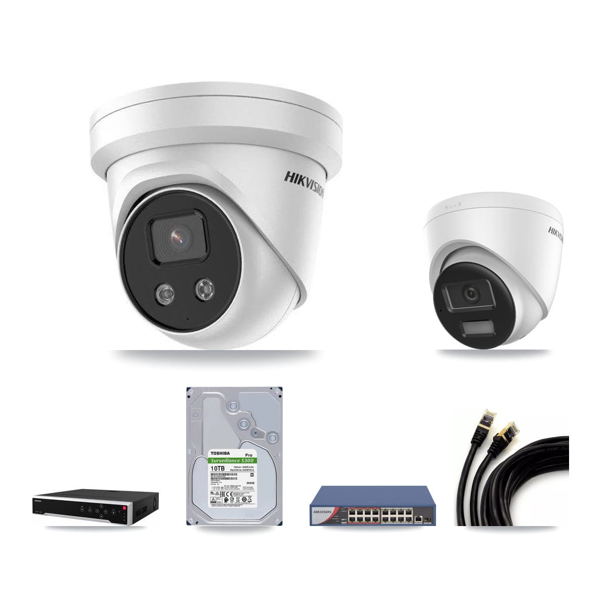 Hikvision 32-Channel 5MP – 4K CCTV Kit — 10 4K + 20 5MP Turret Cameras + 4× 10TB Recording - Image 1