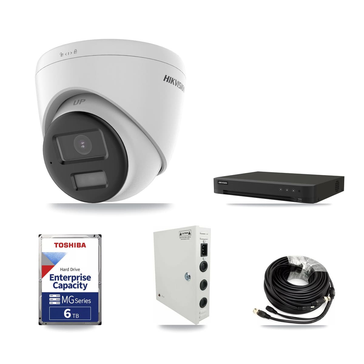 Hikvision 16-Channel 5MP CCTV Kit — 12 DS-2CE78K0T-LPTS Turret Cameras + 6TB Recording (IDS-7216HQHI-M1/XT Recorder)