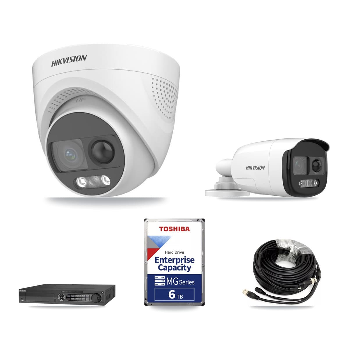 Hikvision 32-Channel 5MP CCTV Kit — 1 DS-2CE12KF3T Bullet + 4 DS-2CE72KF3T Turret Cameras + 6TB Recording (DS-7332HQHI Recorder) - Image 1