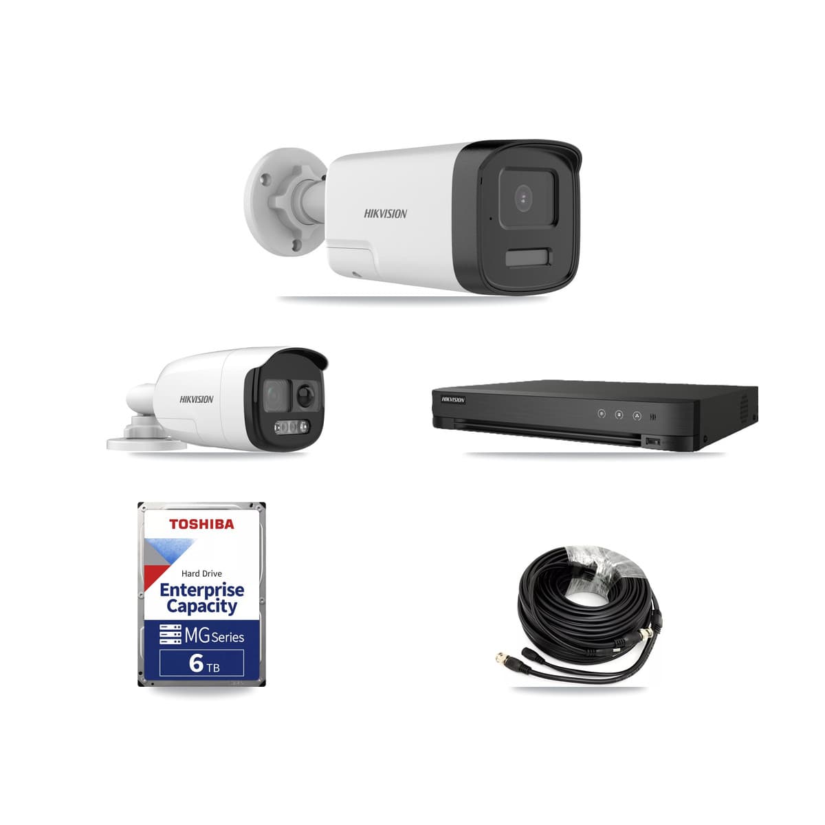 Hikvision 8-Channel 5MP CCTV Kit — 1 DS-2CE12KF3T + 4 DS-2CE17K0T Bullet Cameras + 6TB Recording (IDS-7208HQHI Recorder)