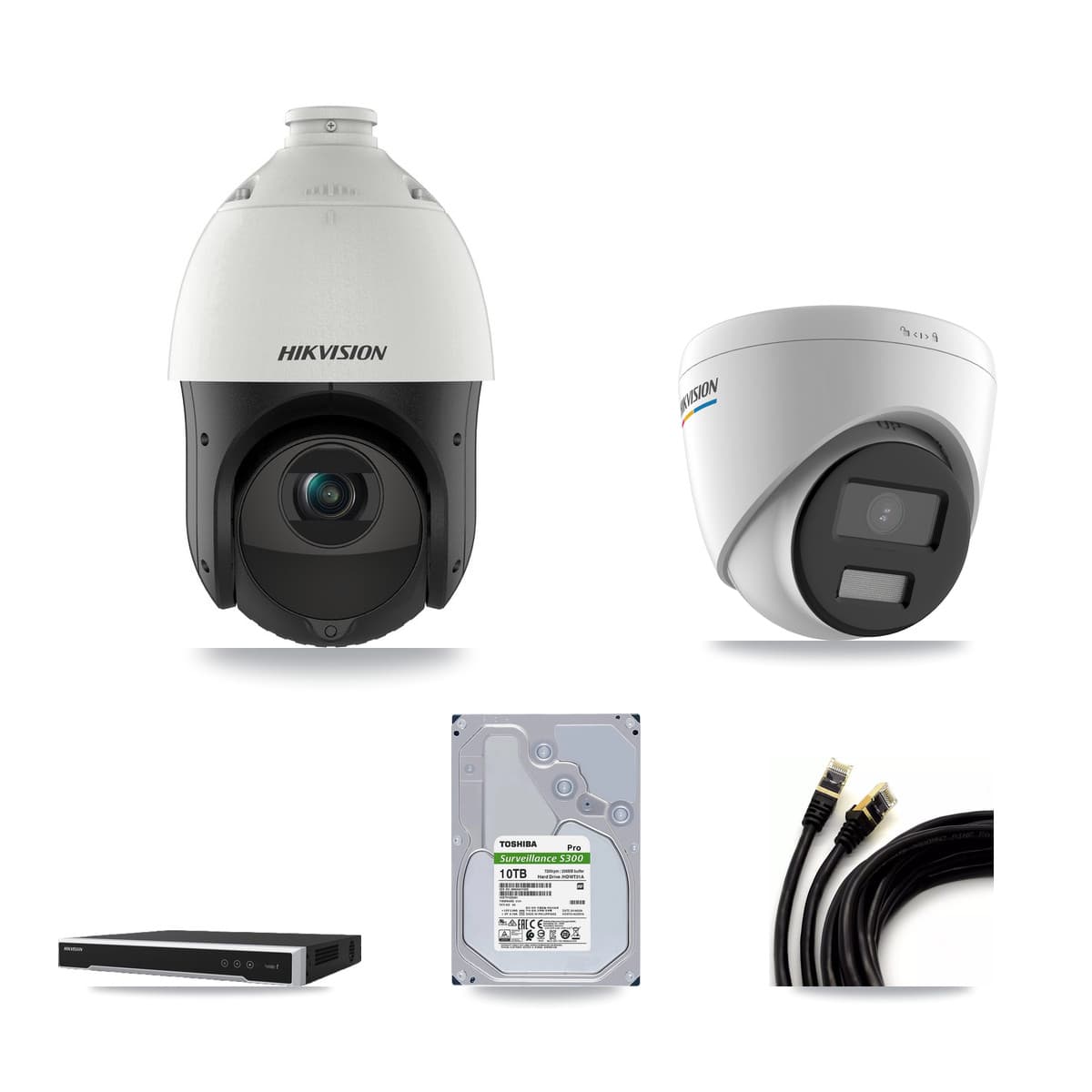 Hikvision 16-Channel 2MP – 4MP CCTV Kit — 1 2MP Turret + 15 4MP PTZ Cameras + 2× 10TB Recording - Image 1