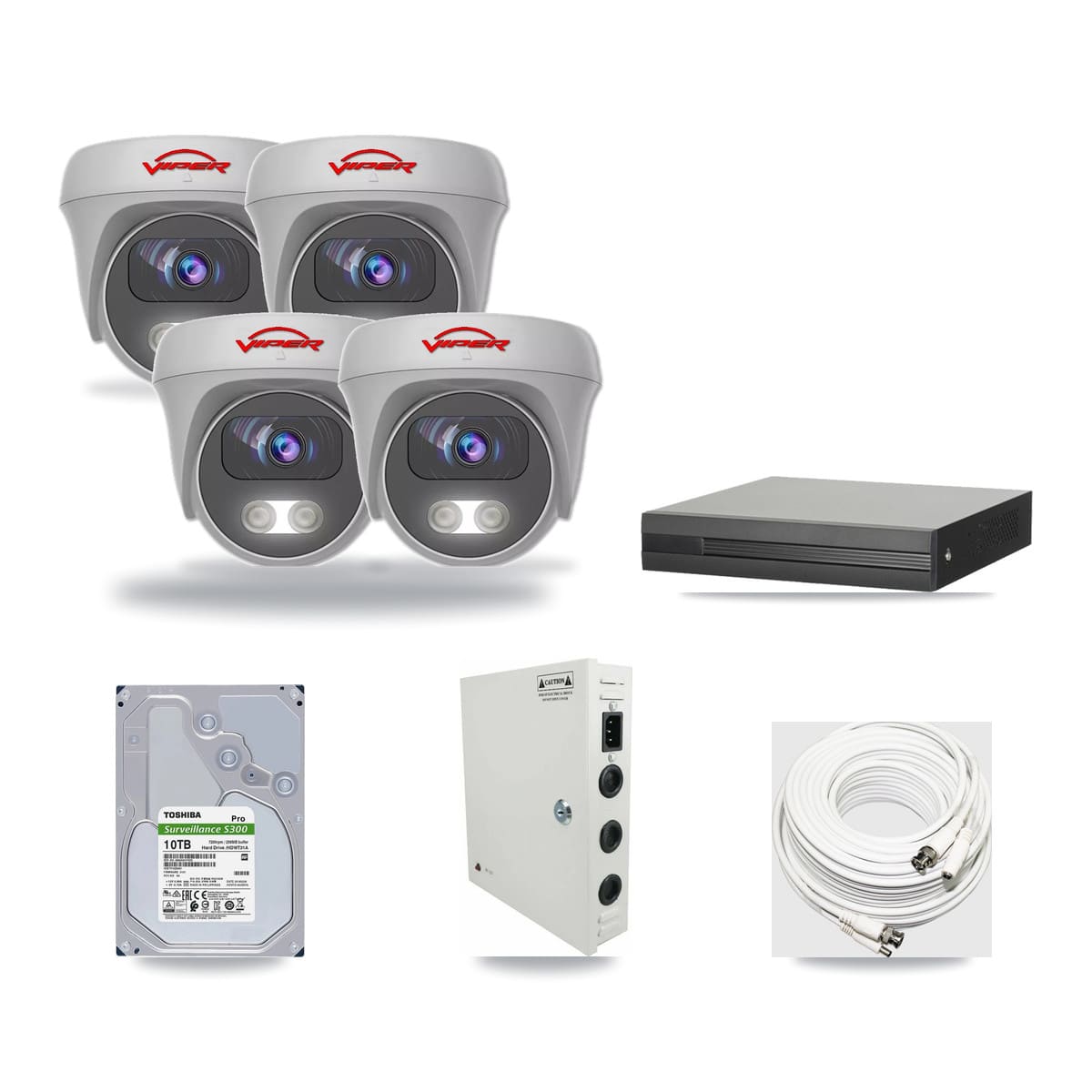4-Channel 5MP CCTV Kit — 4 Viper Cameras + 10TB Recording - Image 1