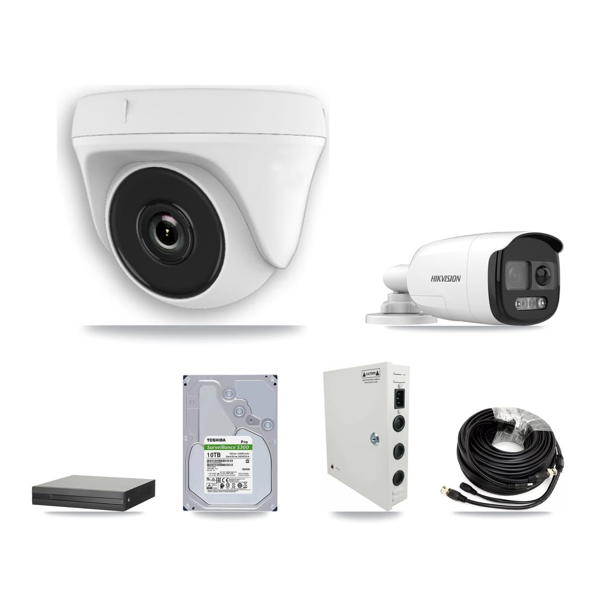 Hikvision 16-Channel 2MP – 5MP CCTV Kit — 1 DS-2CE12KF3T 5MP Bullet + 15 White HDT-2MP-N20W 2MP Dome Cameras + 10TB Recording