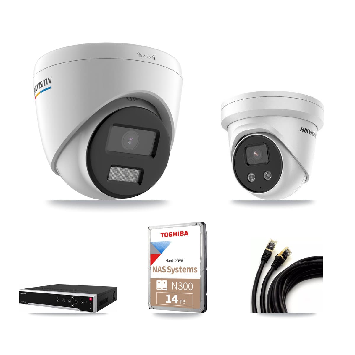 Hikvision 32-Channel 2MP – 5MP CCTV Kit — 11 2MP + 5 5MP Turret Cameras + 14TB Recording