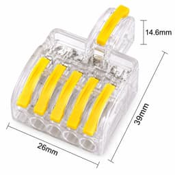 SPL-1-5-CL Clear Lever Wire Connector 1 In 5 Out Splicing Terminal