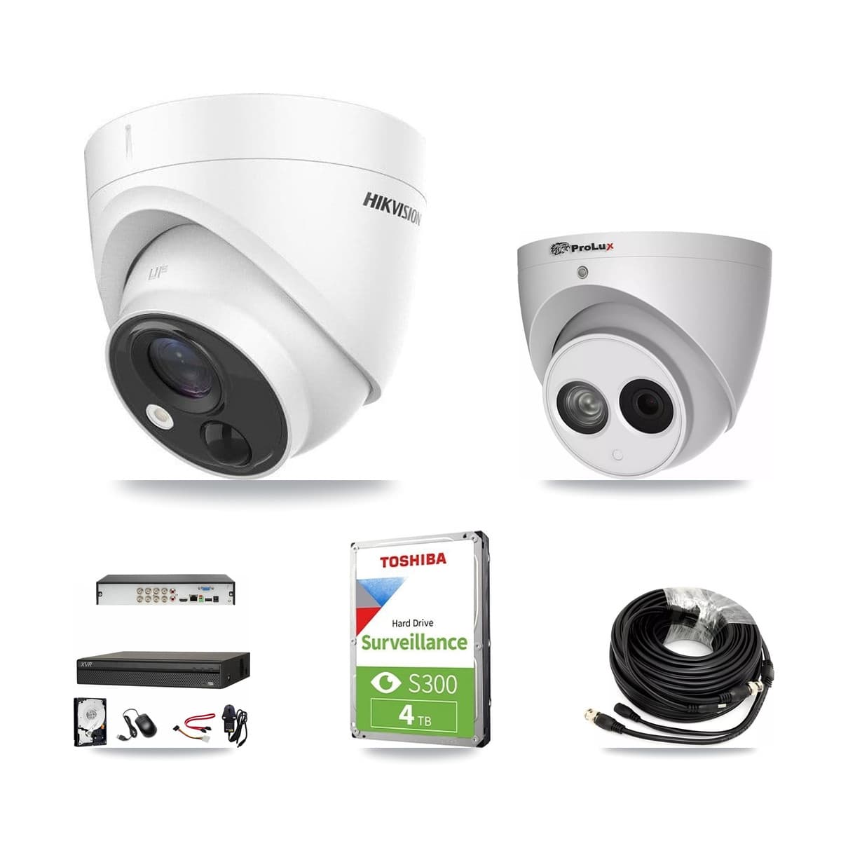 8-Channel 4MP – 5MP CCTV Kit — 2 DS-2CE71H0T 5MP + 1 PXC-612C4W-A 4MP Turret Cameras + 4TB Recording (XVR-3108AD Recorder) - Image 1