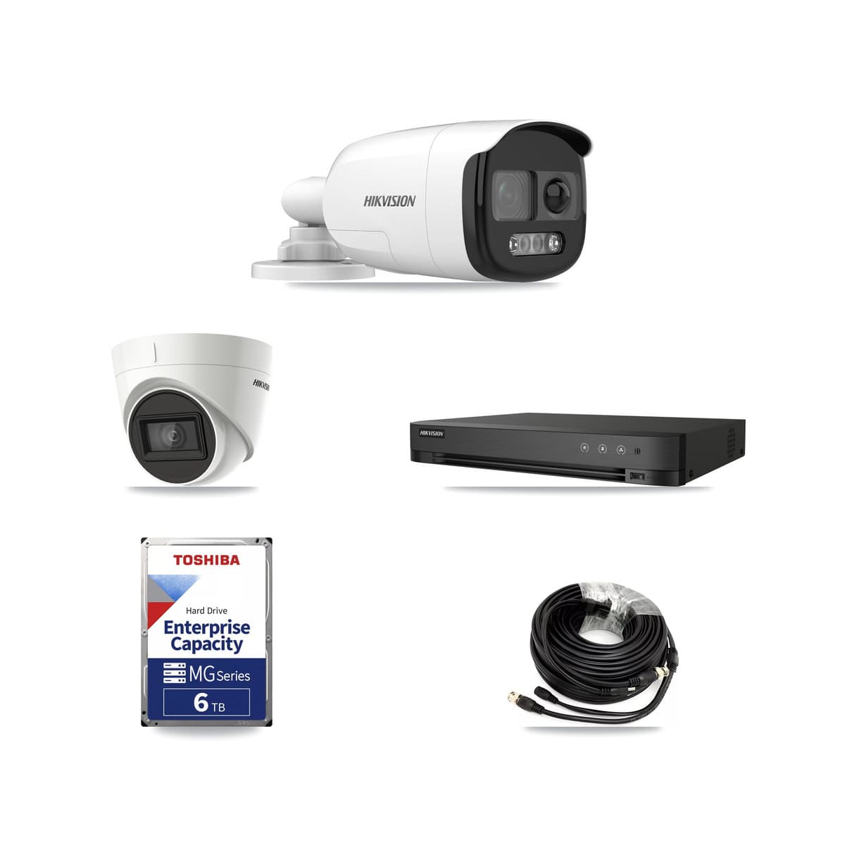 Hikvision 4-Channel 5MP – 4K CCTV Kit — 3 DS-2CE12KF3T 5MP Bullet + 1 DS-2CE78U1T 4K Turret Cameras + 6TB Recording