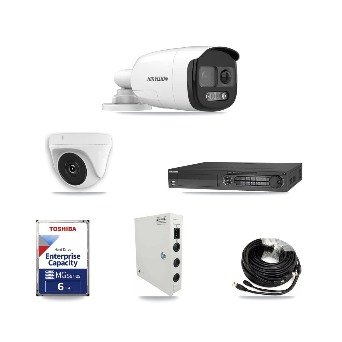 Hikvision 32-Channel 2MP – 5MP CCTV Kit — 11 5MP Bullet + 5 White 2MP Dome Cameras + 3× 6TB Recording (DS-7332HQHI Recorder)