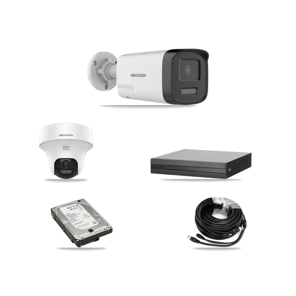 Hikvision 4-Channel 5MP CCTV Kit — 3 DS-2CE17K0T Bullet + 1 DS-2CE70K0T Turret Cameras + 5TB Recording